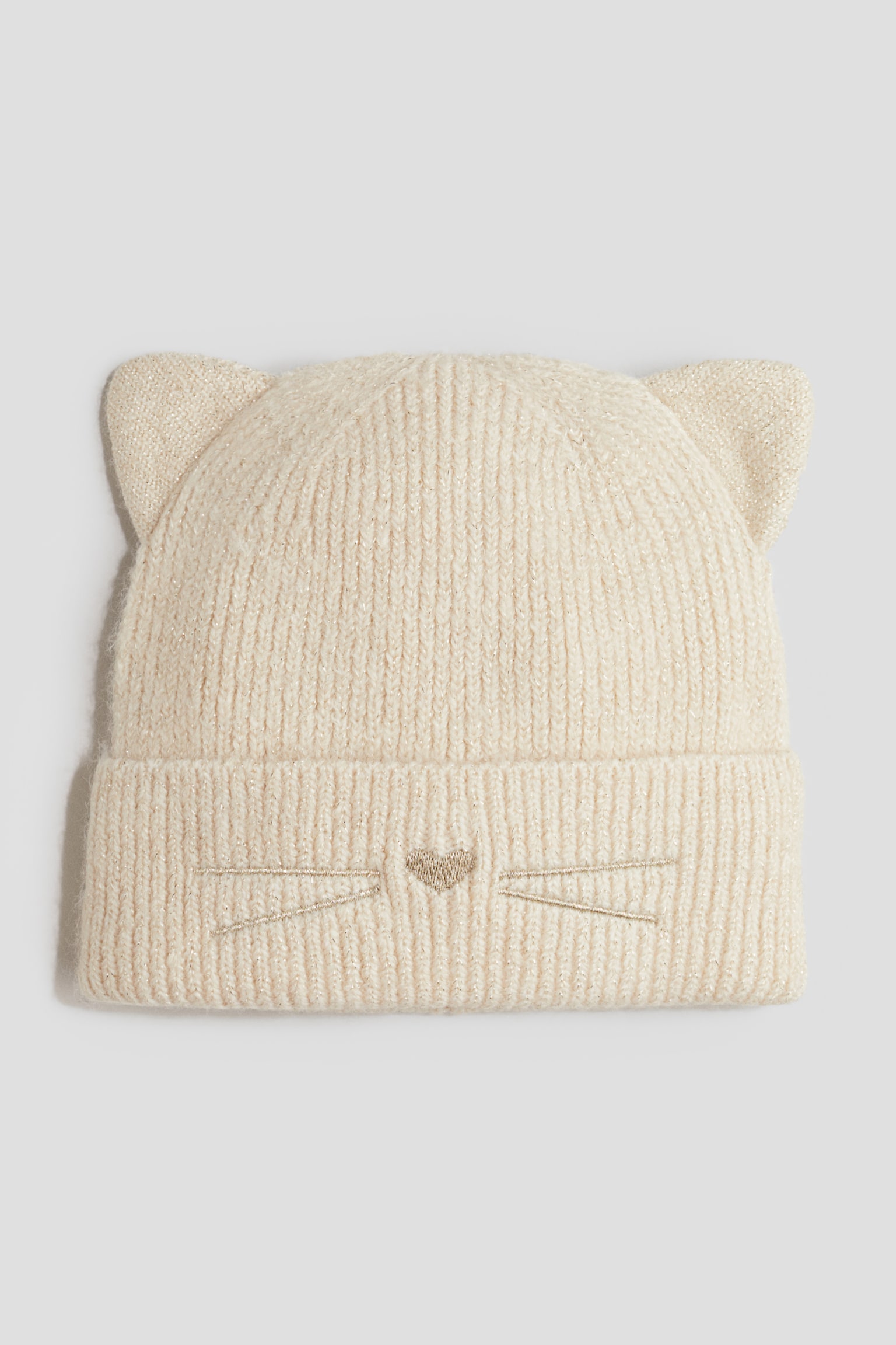 Ear-detail beanie - Cream/Black/Light dusty pink - 1