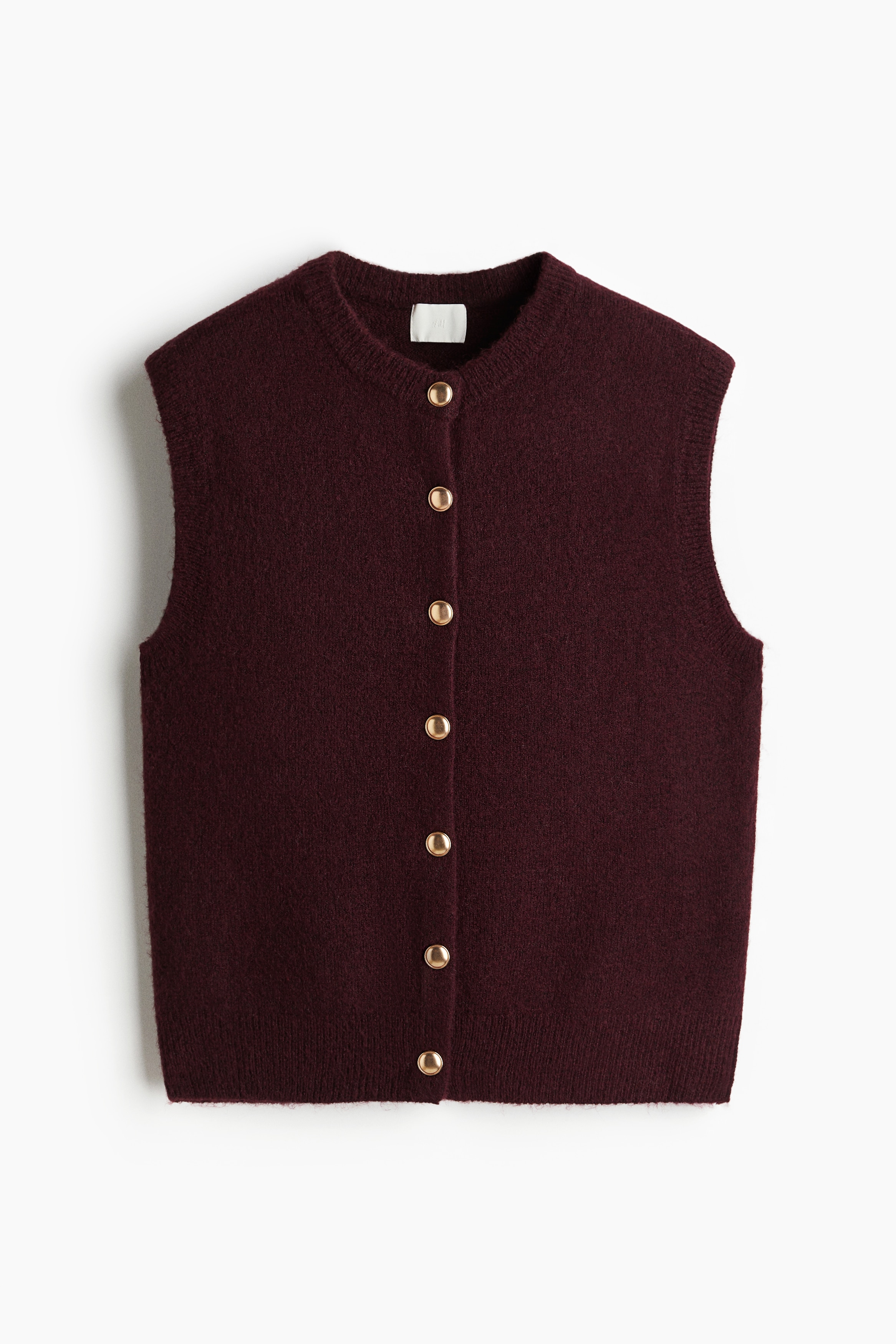 Fine-Knit Vest - Burgundy/Navy blue/Gray melange