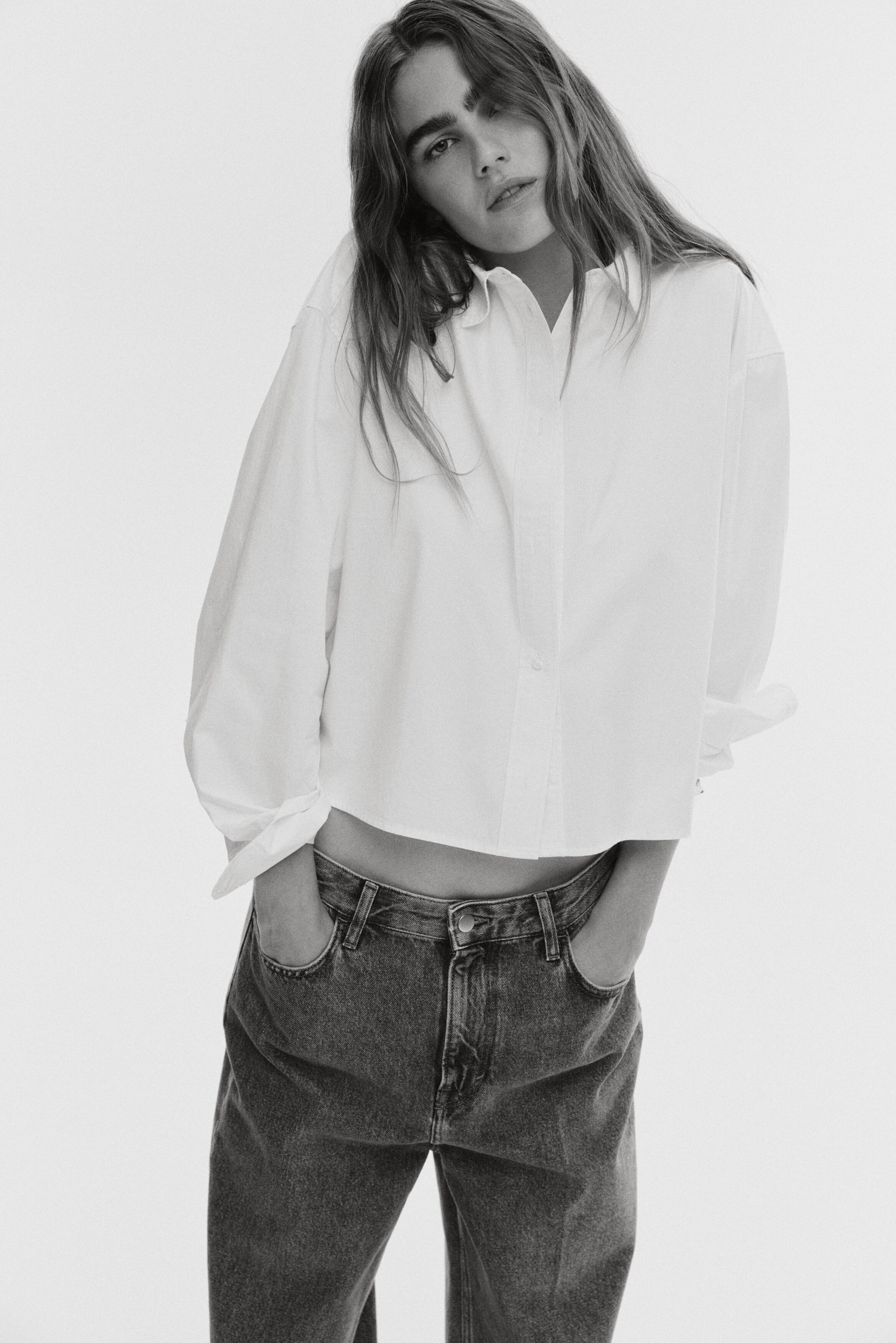 Short poplin shirt