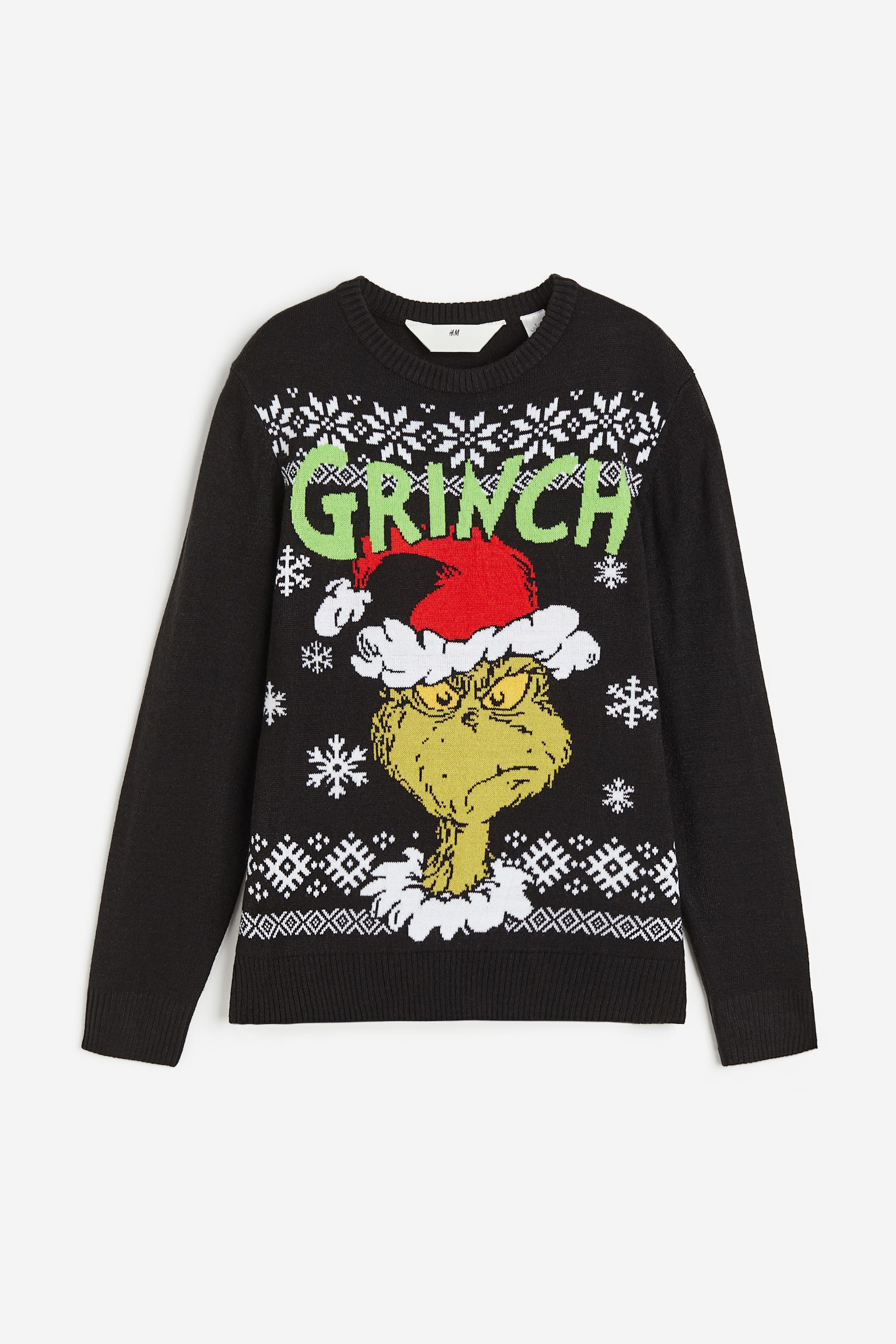 Jacquard-knit jumper - Black/The Grinch - 1