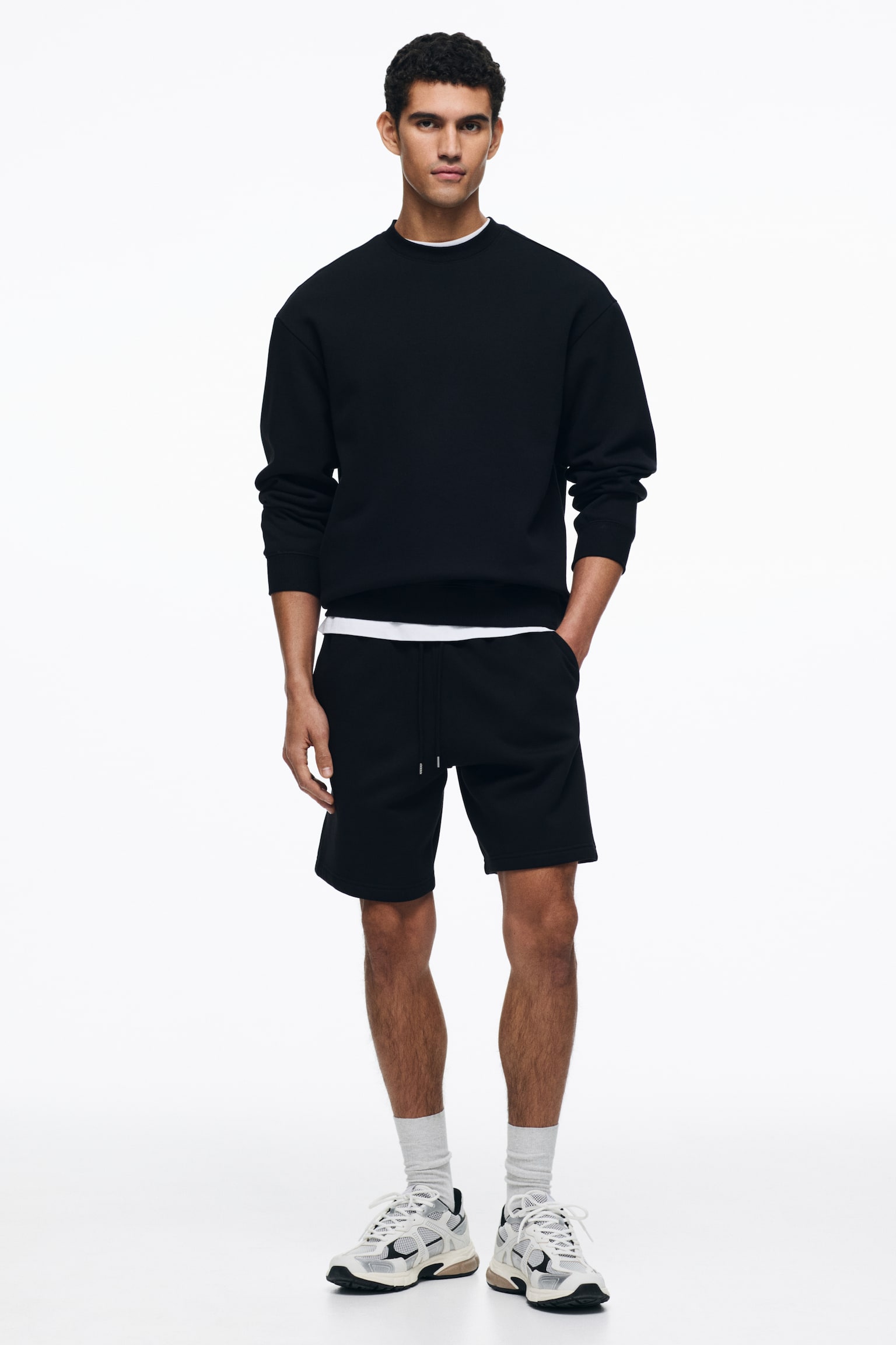 Regular Fit Shorts - Black/Light grey marl/Dark brown - 1