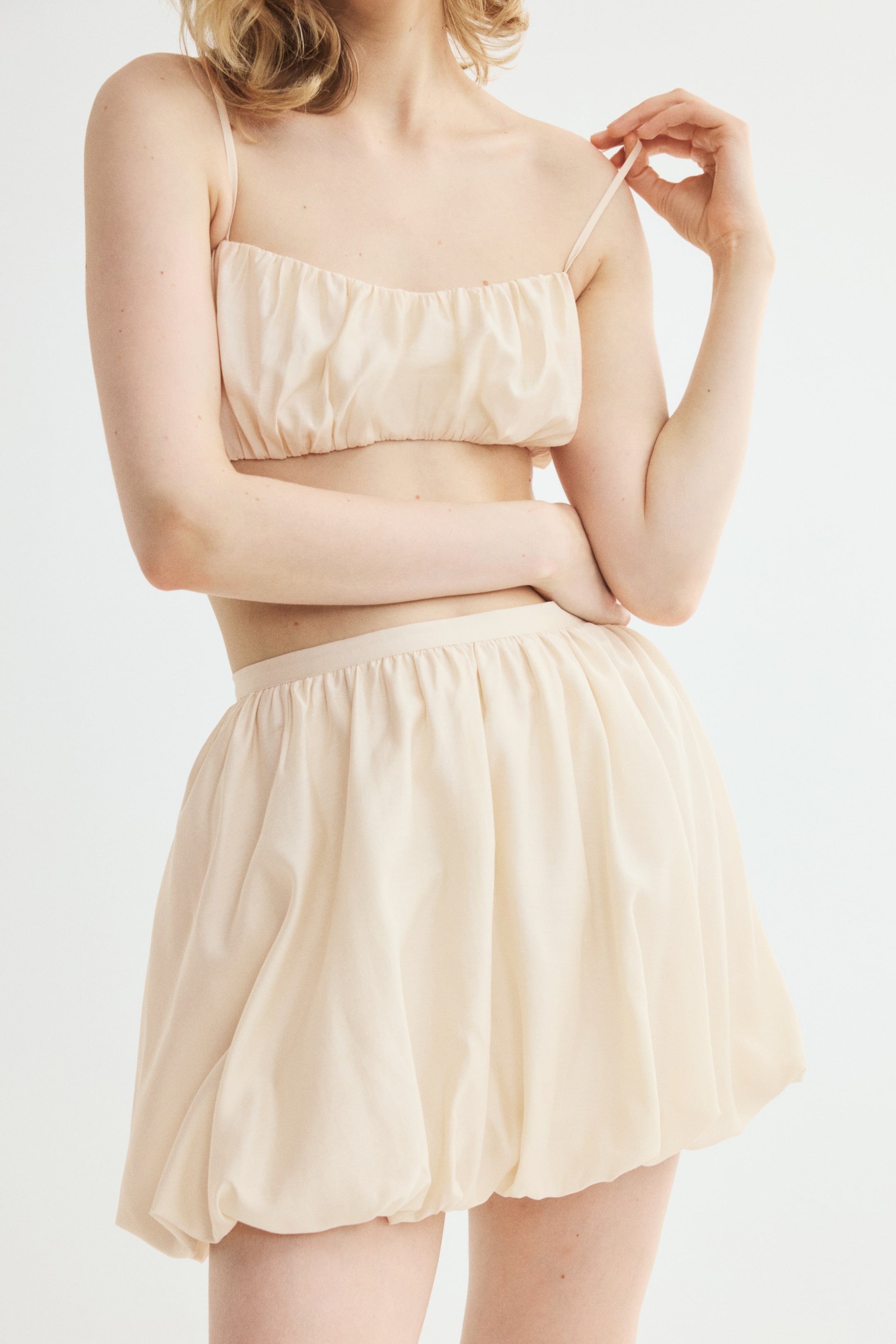 Bubble-Hem Mini Skirt