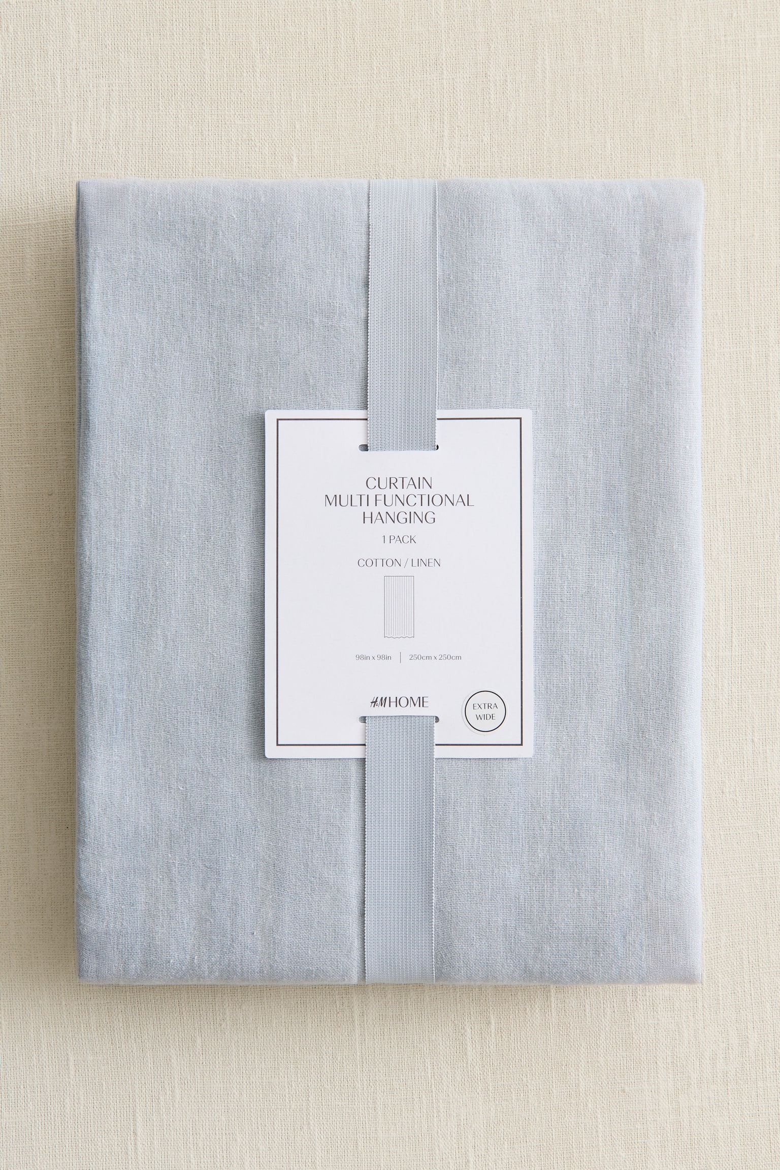 Lot de 1 rideau large en lin mélangé - Bleu clair/Beige/Vert sauge/Beige/Blanc - 3