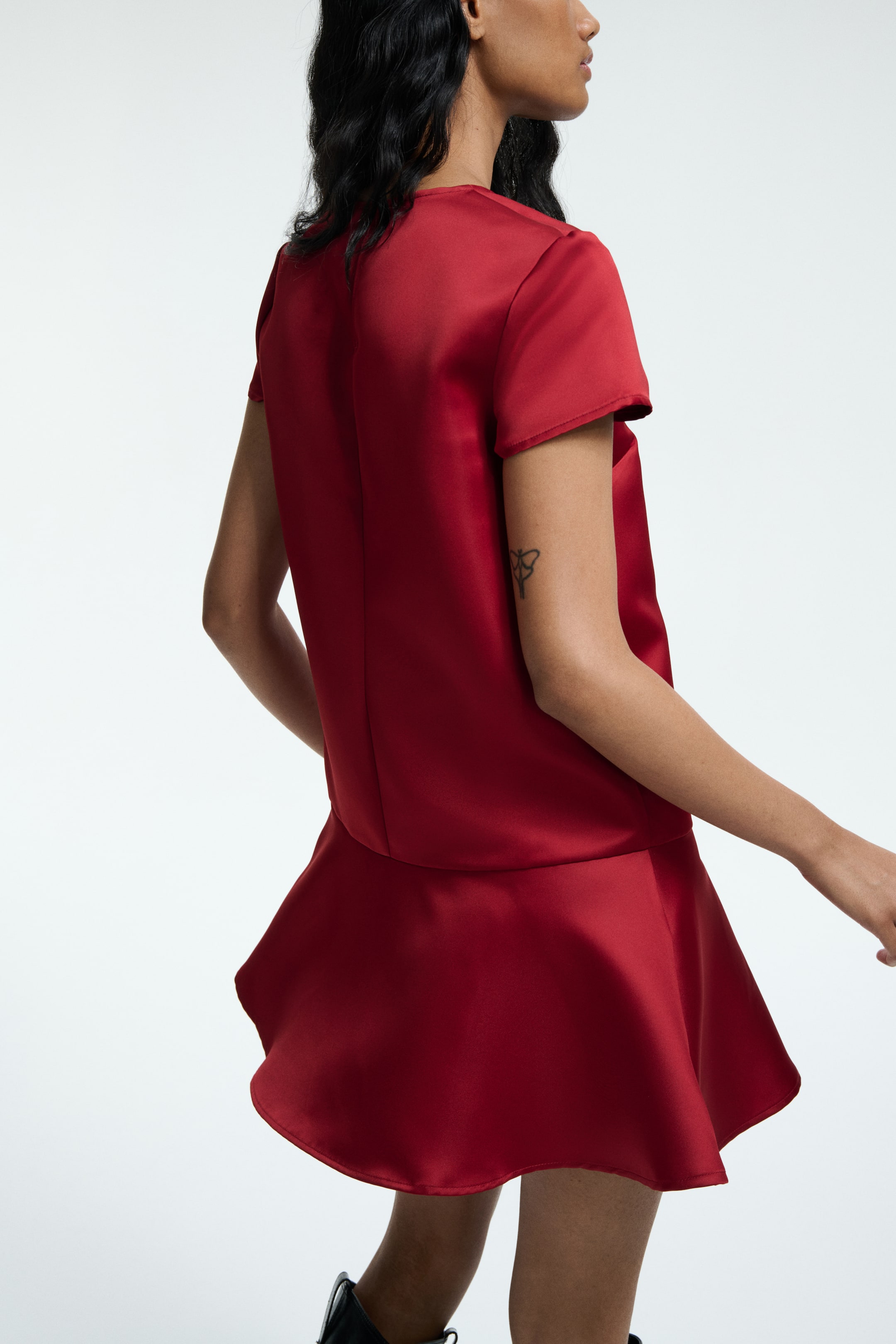 View larger image: Satin Dress - Dark red - Ladies | H&M US 3