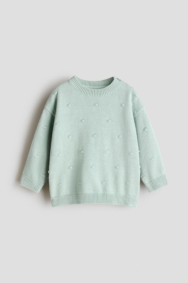 Pullover in Jacquardstrick - Türkis/Weiß/Kirschen/Hellrosa/Rosa/Herzen/Beige/Leopardenprint - 1