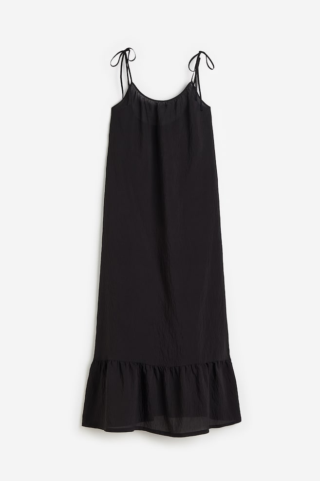 Robe en crêpe avec bretelles à nouer - Noir - 1