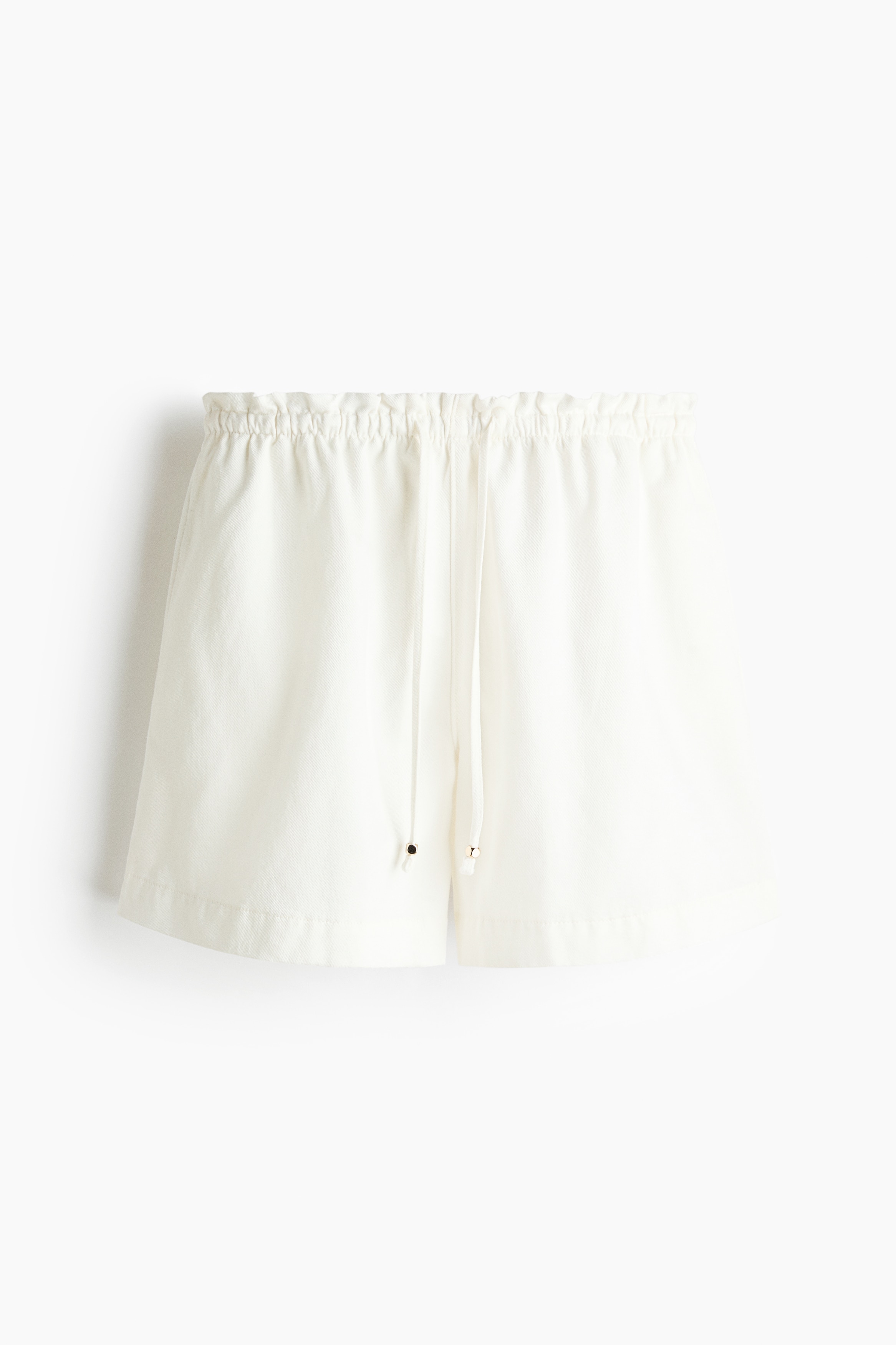 Shorts con cordón de ajuste en denim-Blanco