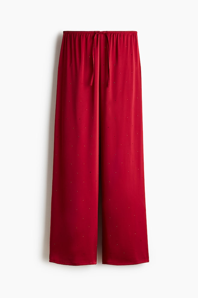 Embellished satin pyjama bottoms - Dark red/Black - 1