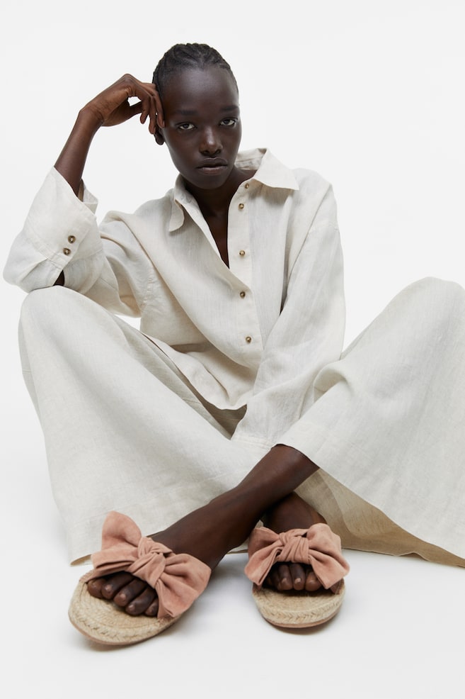 Bow-detail suede mules - Beige/Old rose/Yellow - 1