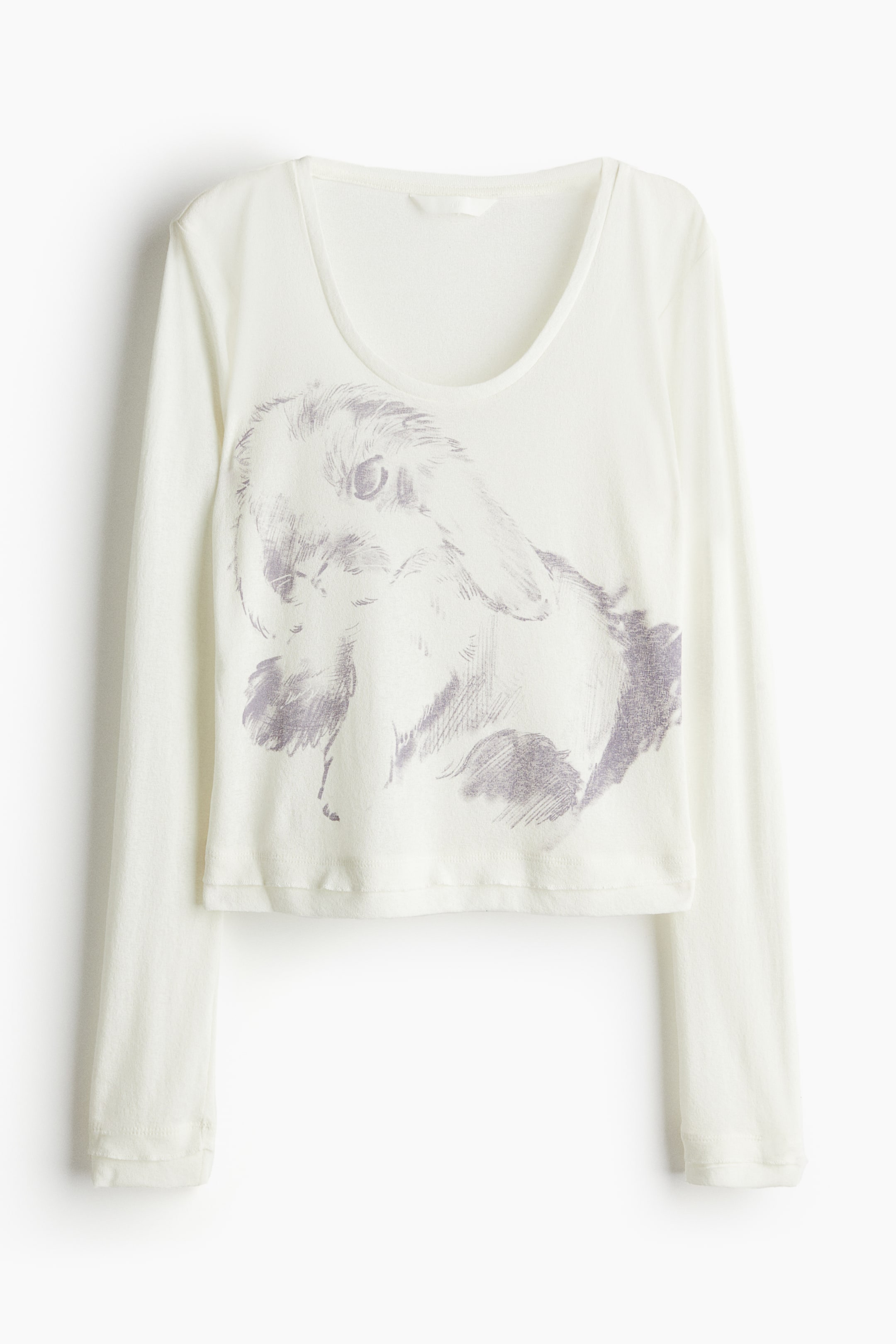 이미지 확대 보기: 프린트 탑 - 화이트/토끼 - 여성 | H&M KR 1