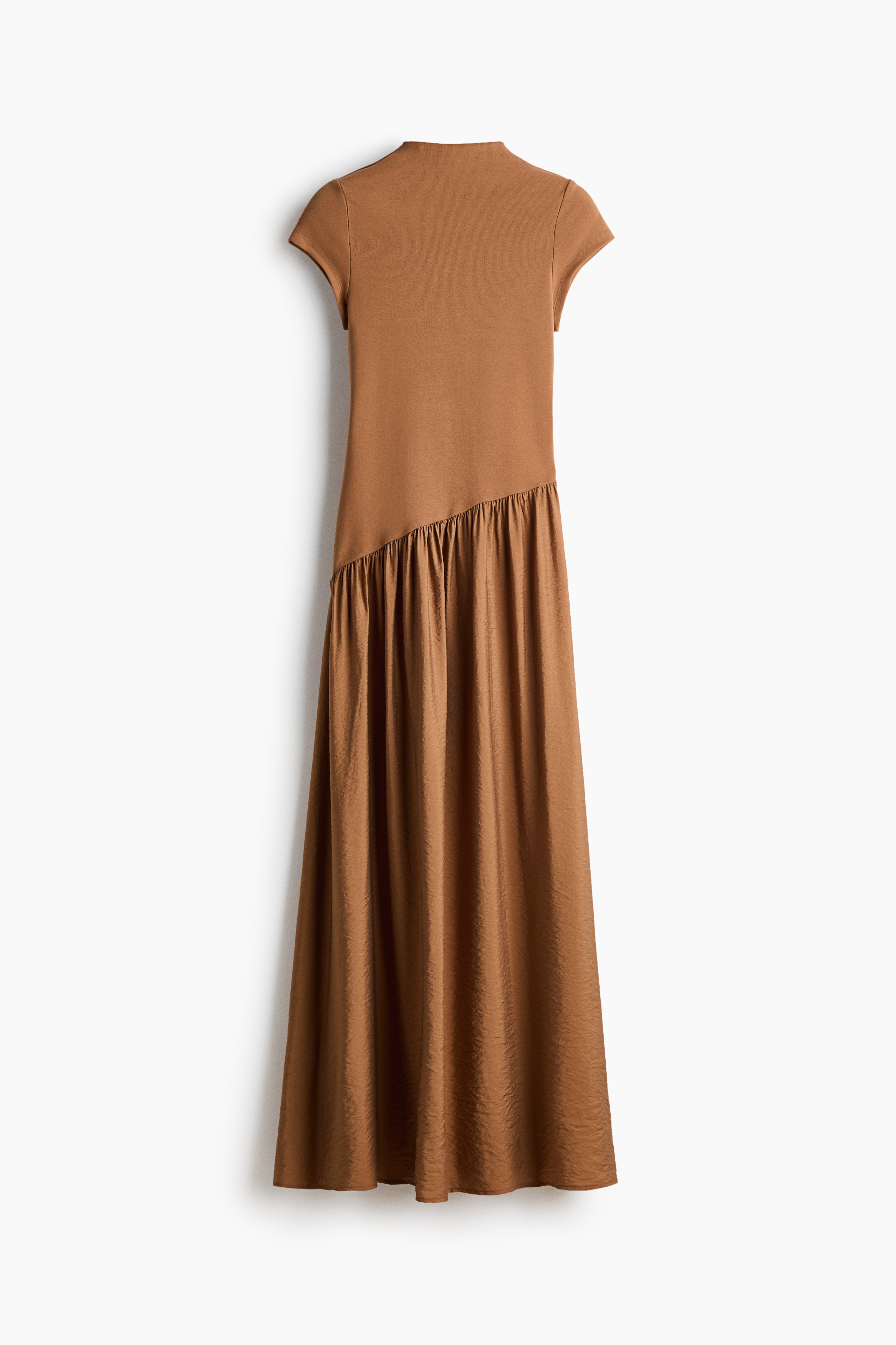 Asymmetric dual-fabric dress - Dark beige/Black/Plum purple