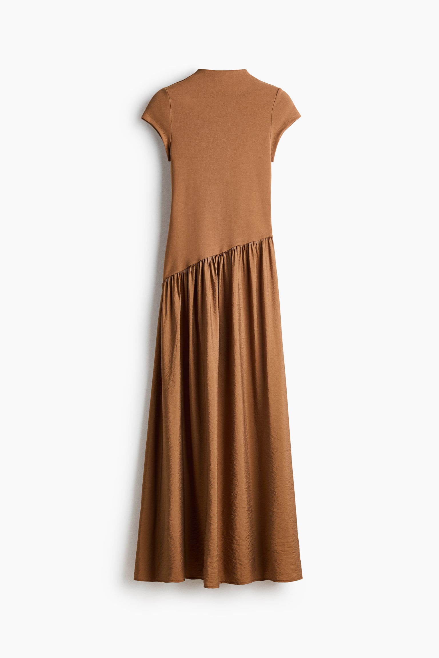 Asymmetric Dual-Fabric Dress - Dark beige/Black/Plum purple - 1
