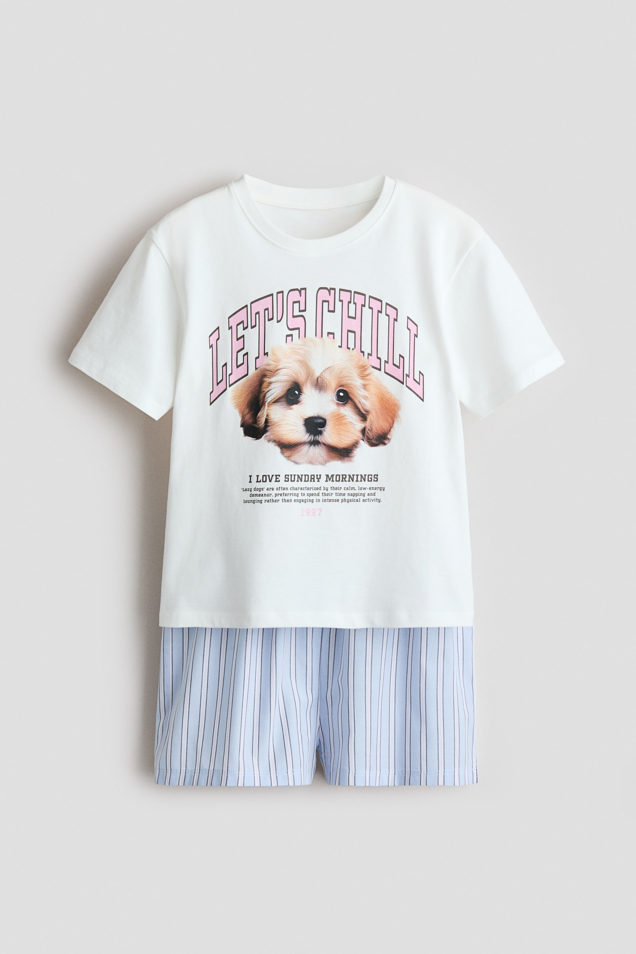 拡大画像を表示: プリントコットンパジャマ - ホワイト/Let's Chill - Kids | H&M JP 1