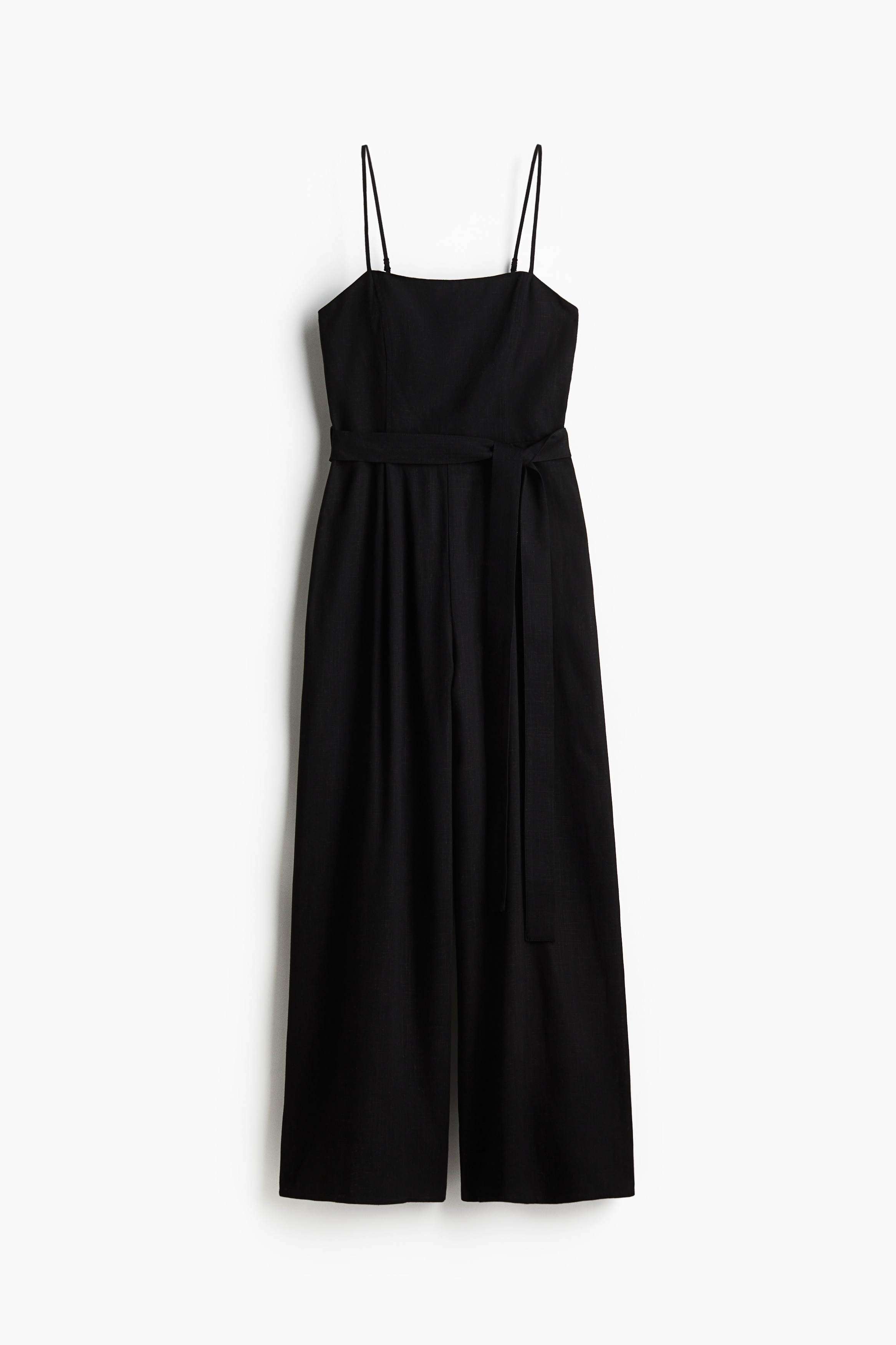 Jumpsuit met smalle schouderbanden - Zwart