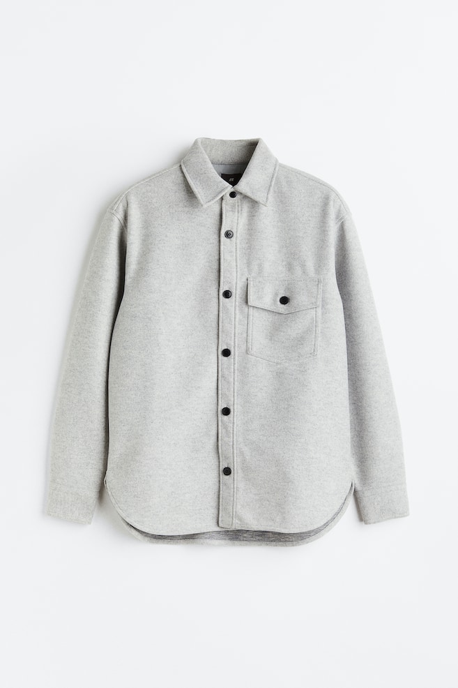Relaxed Fit Filtet overshirt - Lys grå/Brunmelert - 2