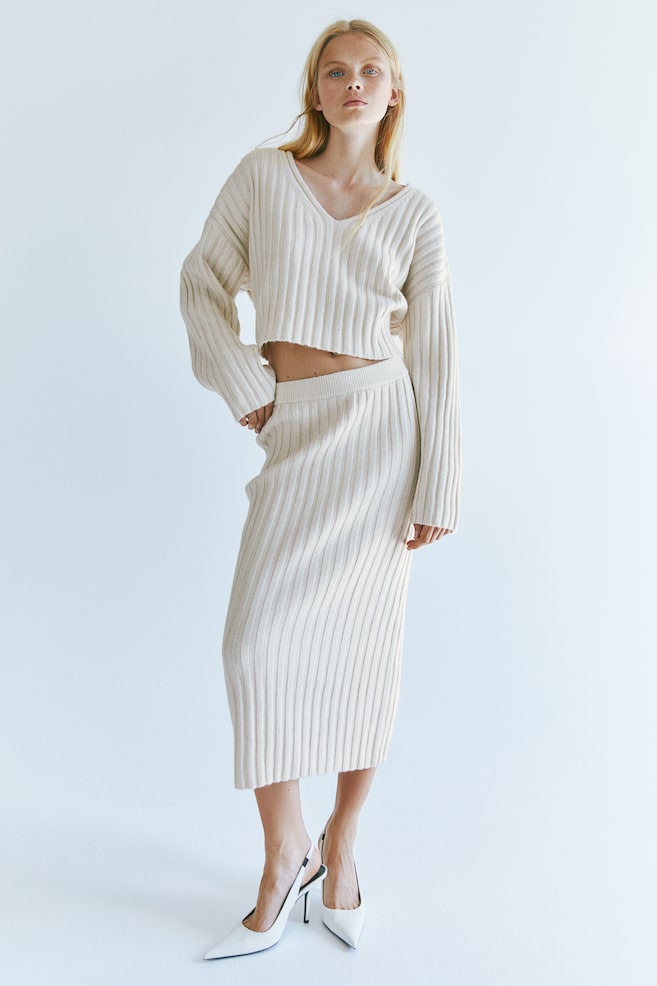 Rib-knit skirt - Natural white - 5