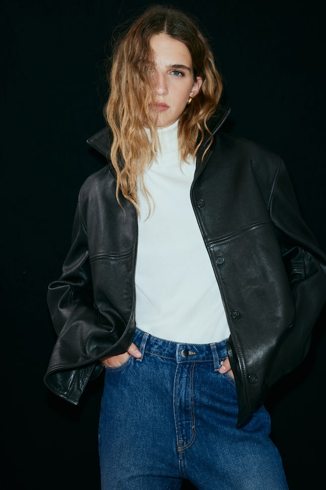 Leather jacket - Dark brown - 1