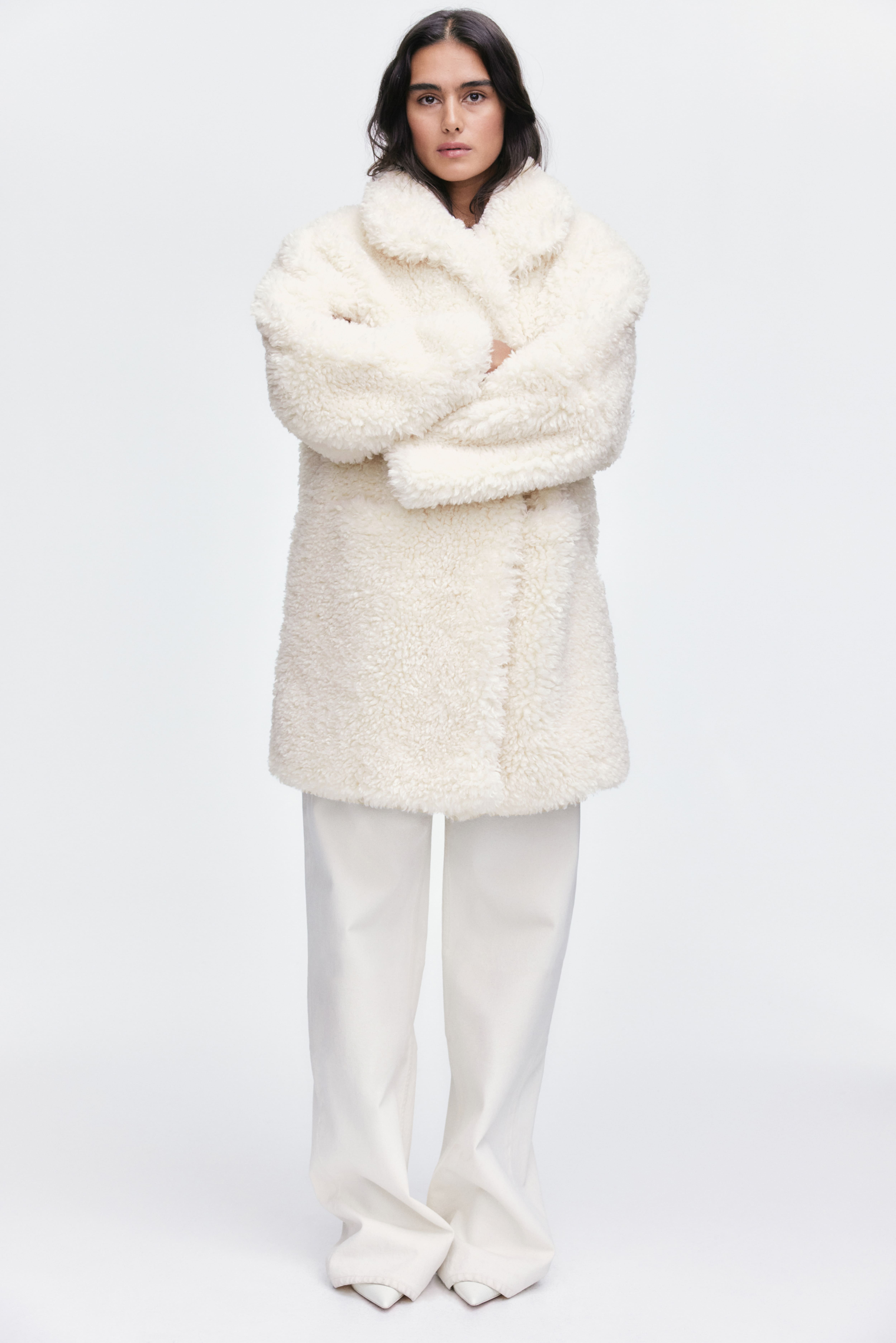 Fluffy coat Cream Ladies H M GB