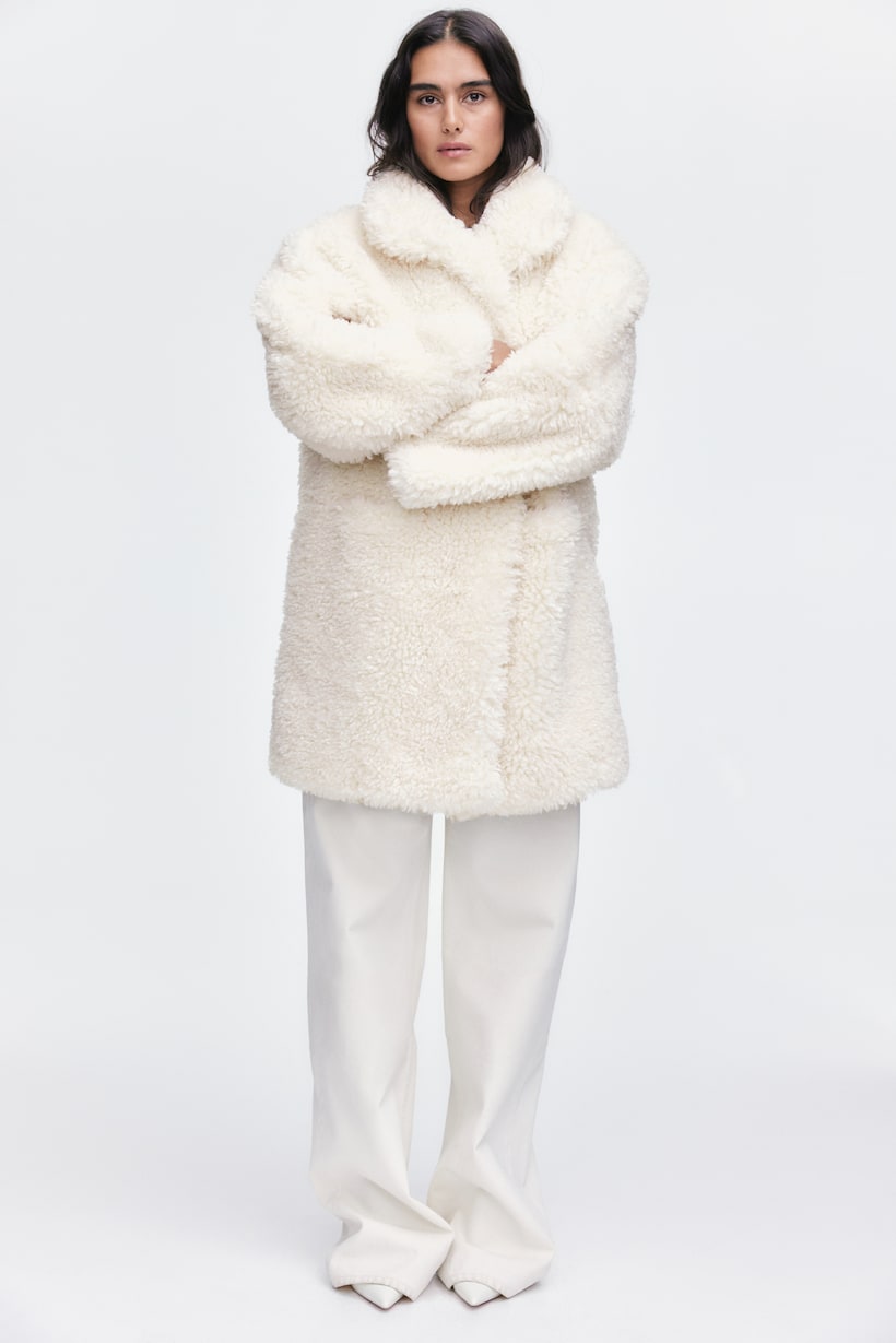 Women's Ivory Coats Wool, Faux Fur Teddy H&M