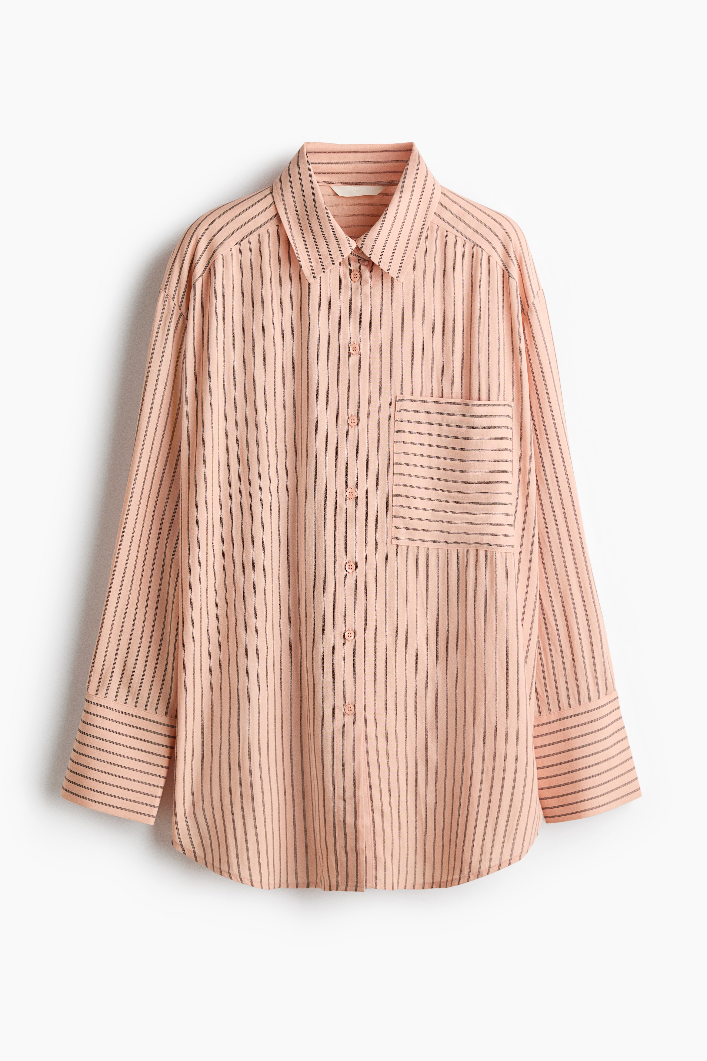Oversized linen-blend shirt - Apricot/Striped/White/Striped/Beige/Striped/Coral pink