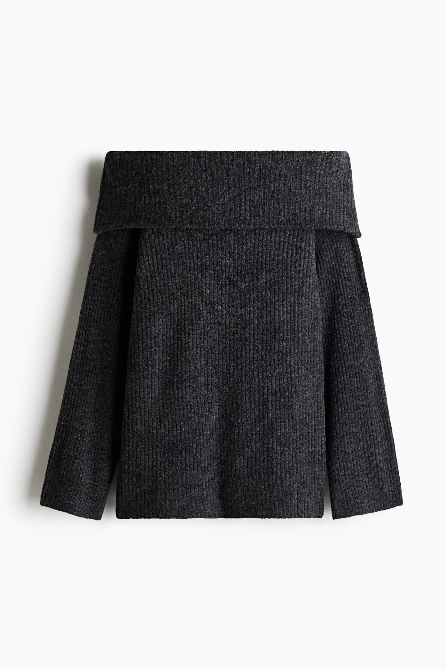Женский свитер H&M Off-the-Shoulder, цвет: Тёмный серый — фото 1