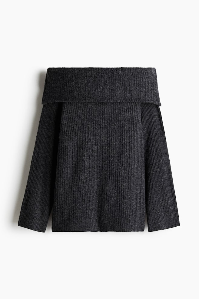 Off-the-shoulder jumper - Dark grey/Light beige/Burgundy - 1