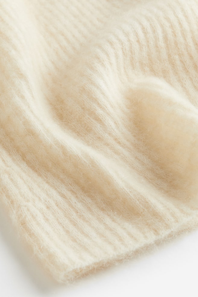 Pullover in maglia a coste di misto mohair - Beige chiaro/Grigio-verde - 6