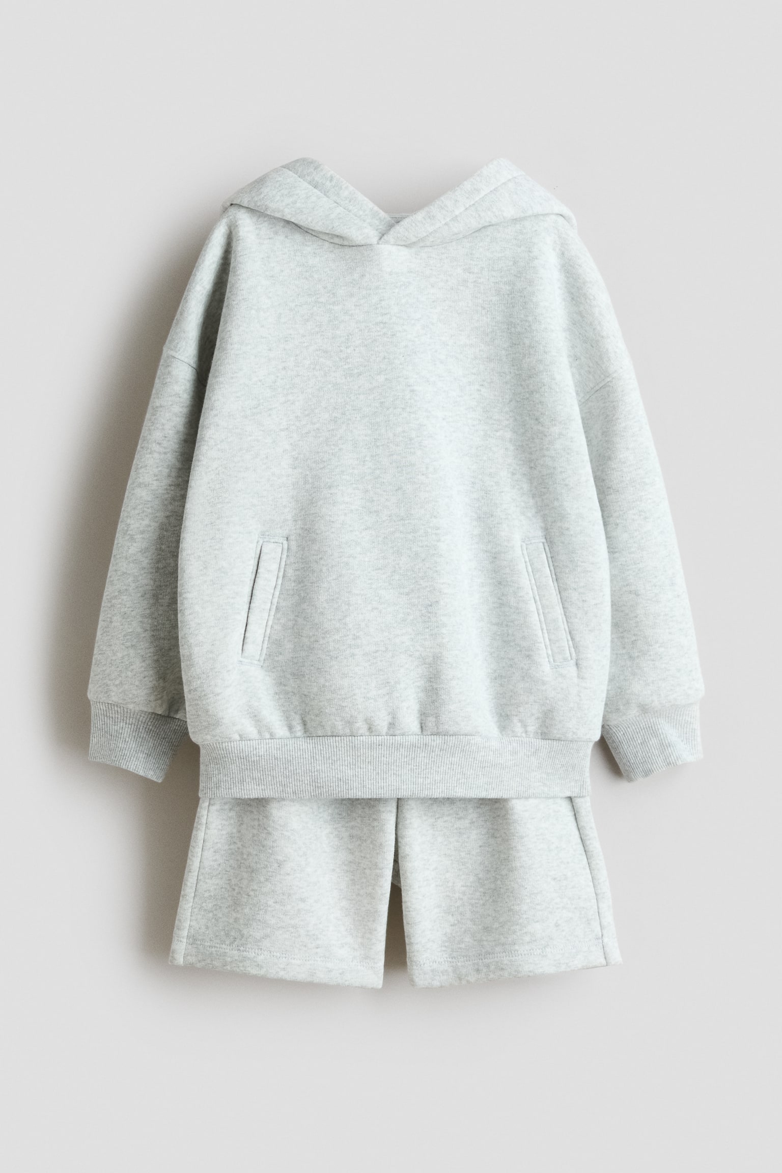 Tweedelige set van joggingstof - Lichtgrijs gemêleerd/Blauw