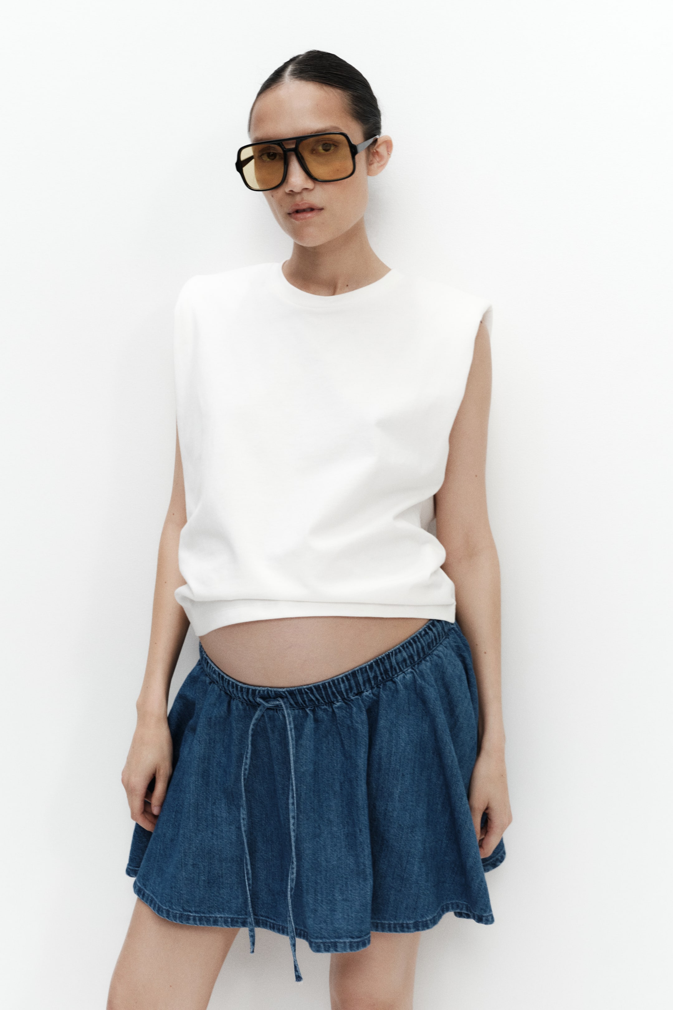 Jupe-short évasée MAMA en coton mélangé