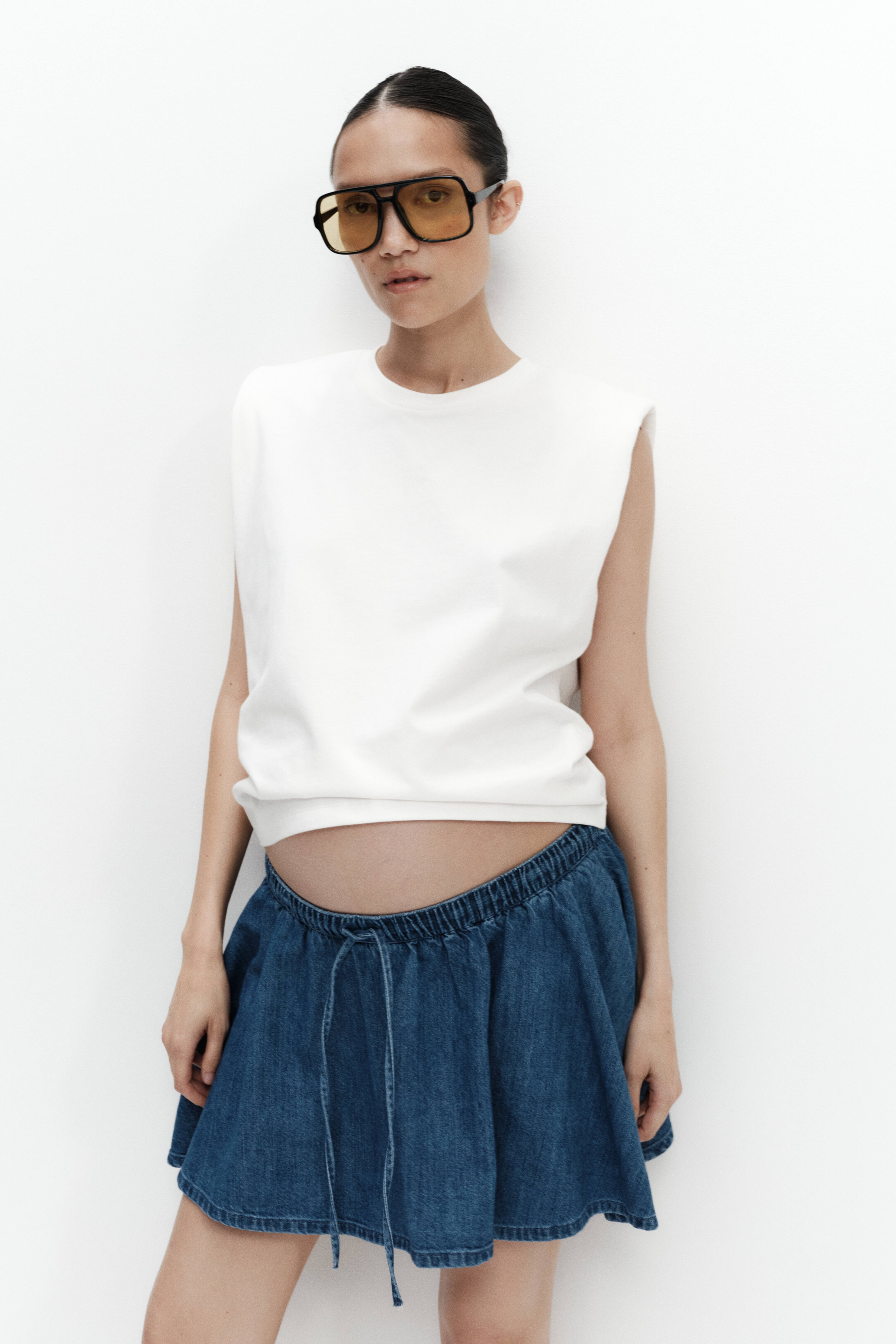 Jupe-short évasée MAMA en coton mélangé