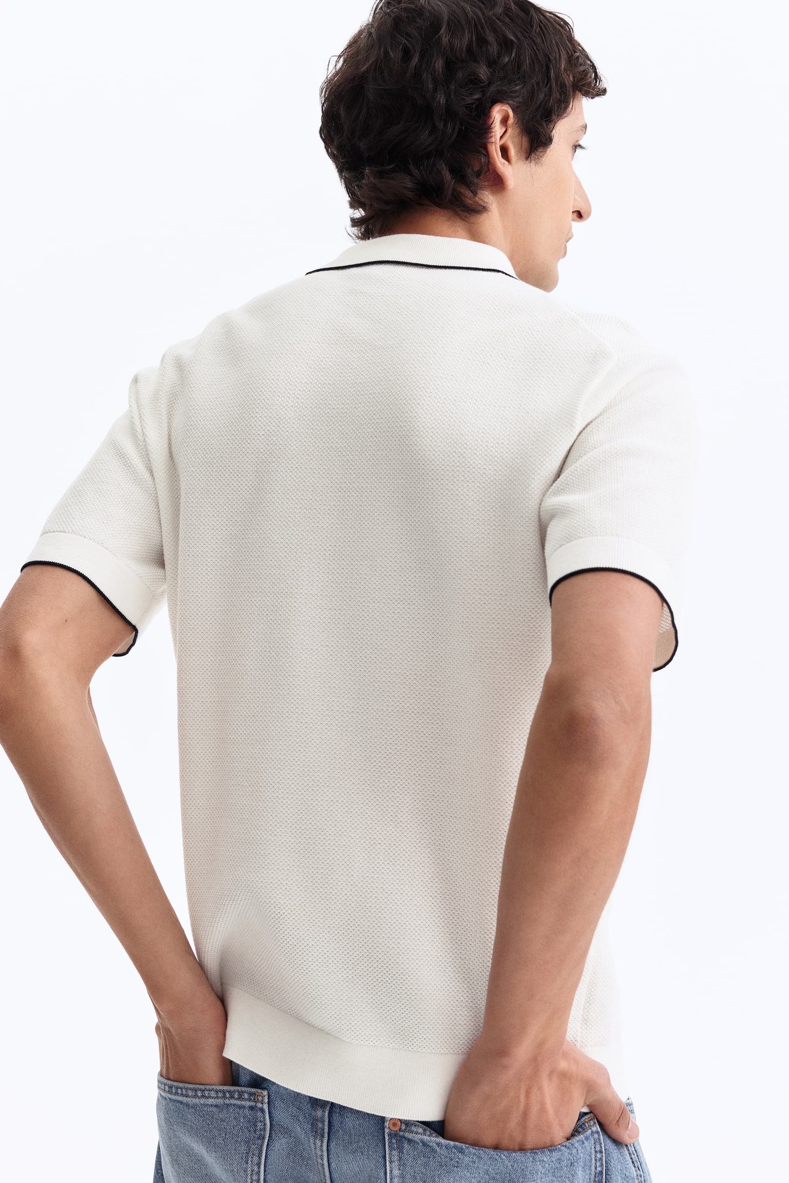 Slim Fit Polo shirt - White/Dark blue - 4