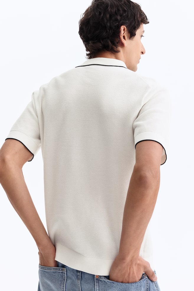 Slim-Fit Polo Shirt - White/Dark blue - 4