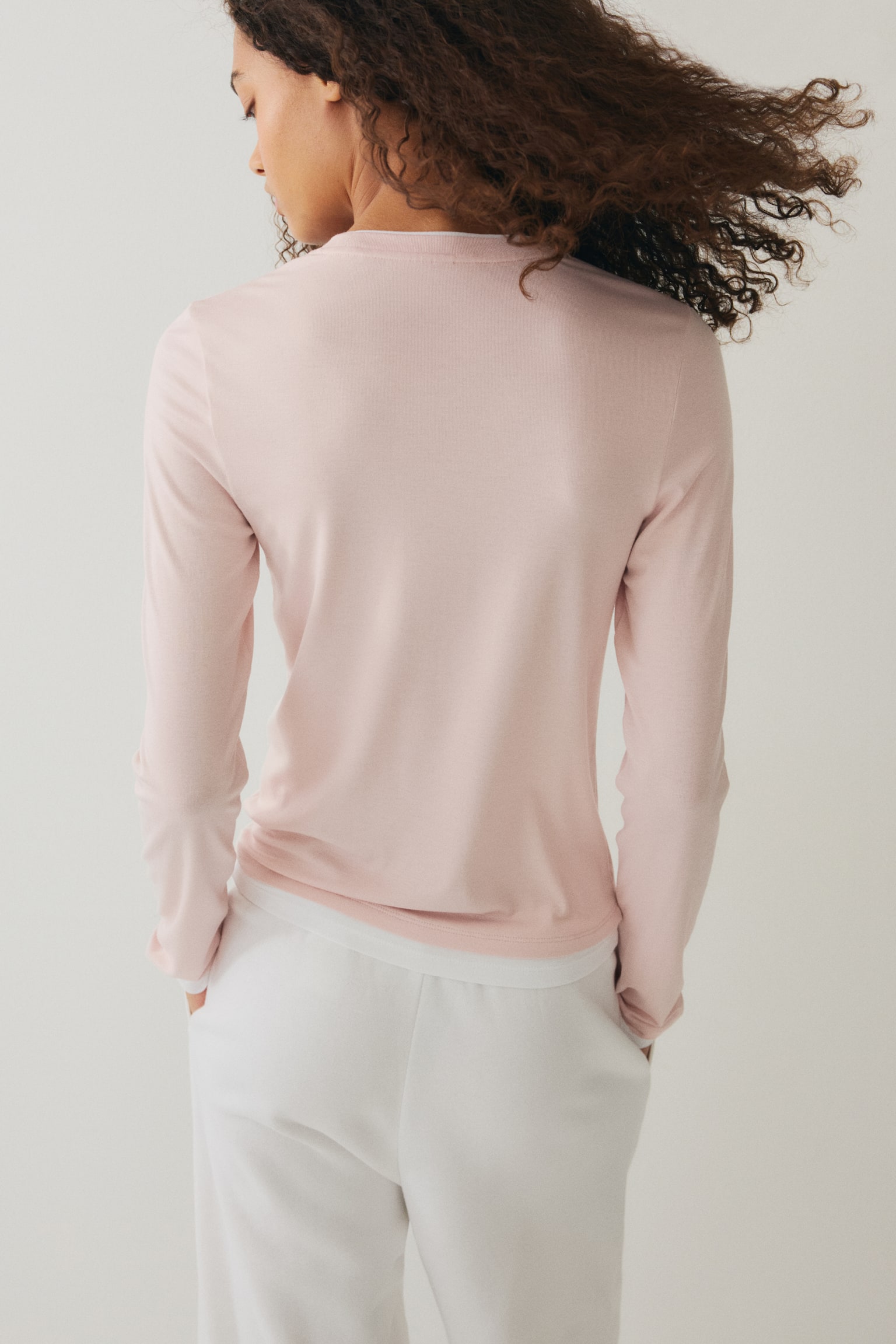 Top à effet superposé - Rose clair/blanc/Gris clair chiné/blanc/Bleu marine/blanc - 4