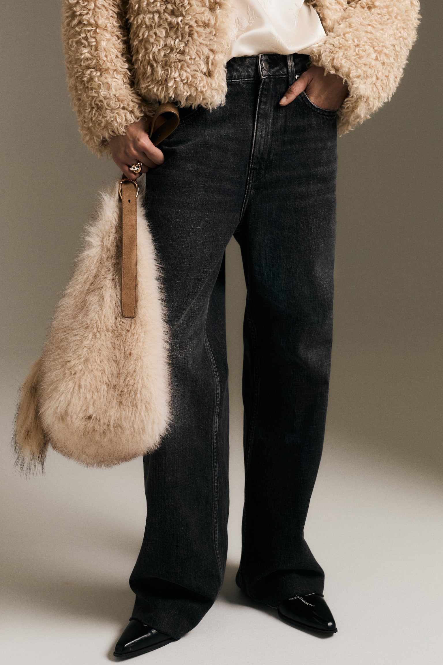 Wide High Jeans - Negru-prespălat/Alb/Albastru-denim închis/Albastru-denim - 5