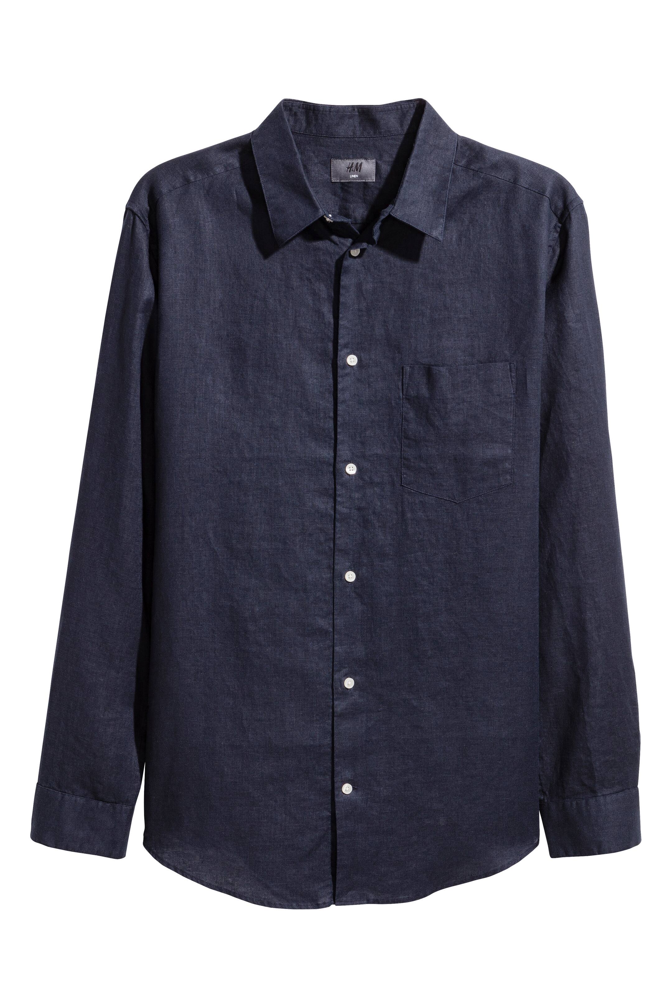 Zobacz większy obraz: Lniana koszula Relaxed fit - Ciemnoniebieski - ON | H&M PL 1