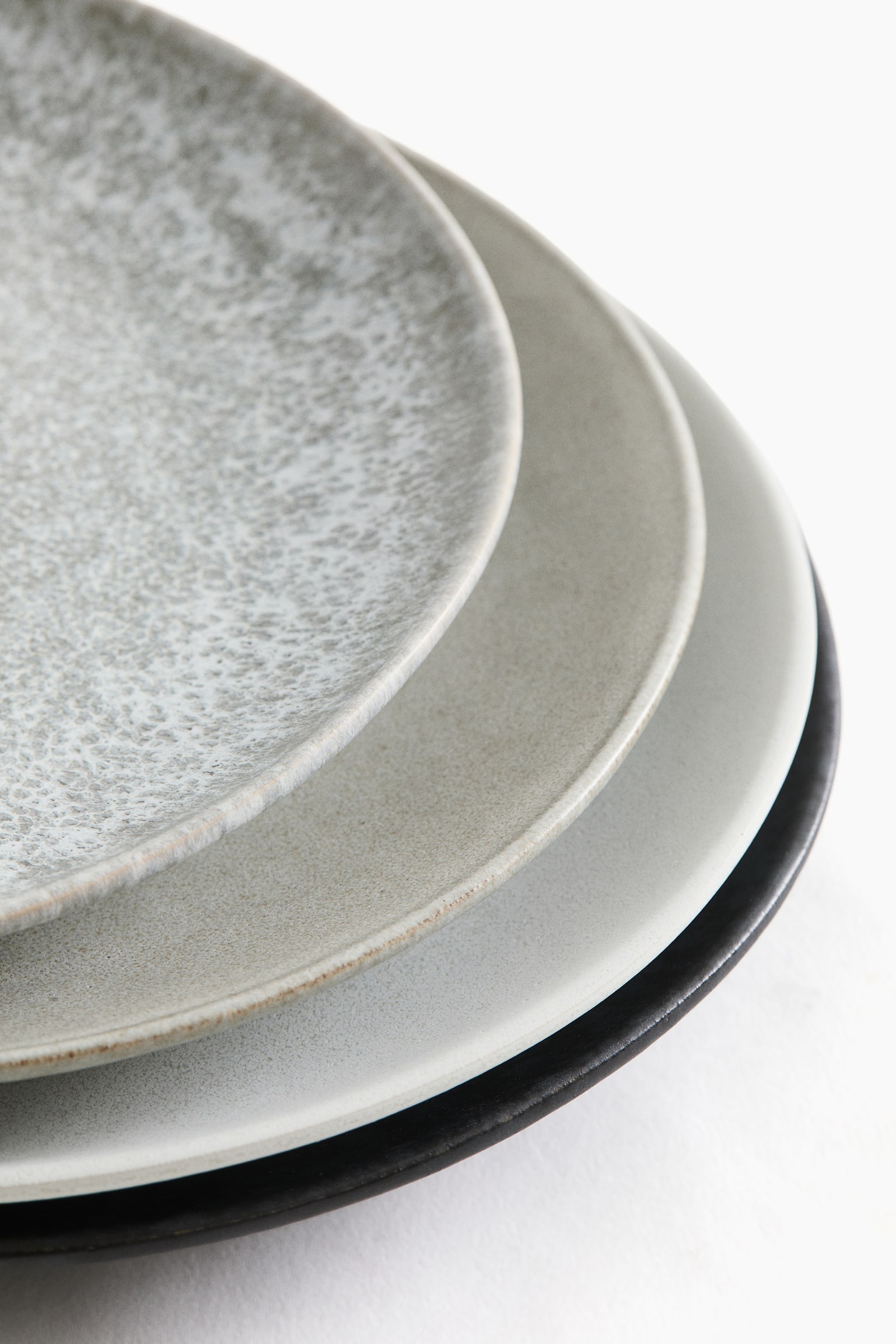 4-pack stoneware medium plates - Light grey/Beige/Dark green - 2