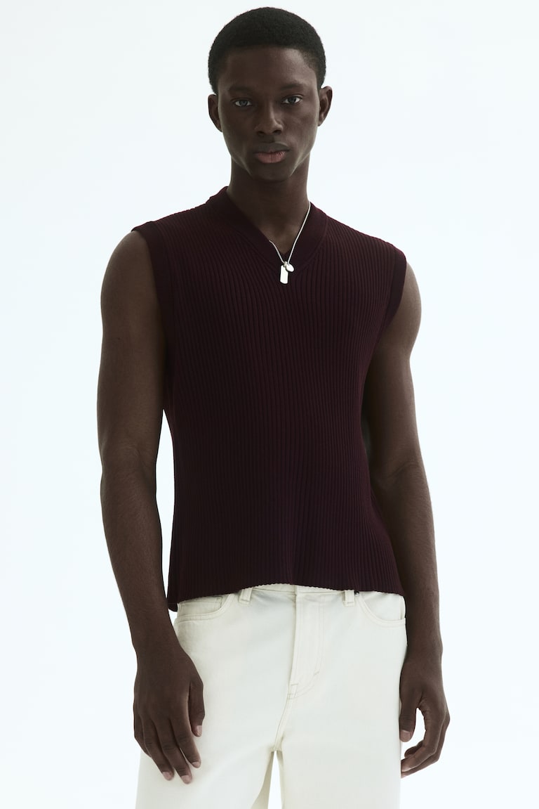 Rebrasti pleteni prsluk Slim Fit