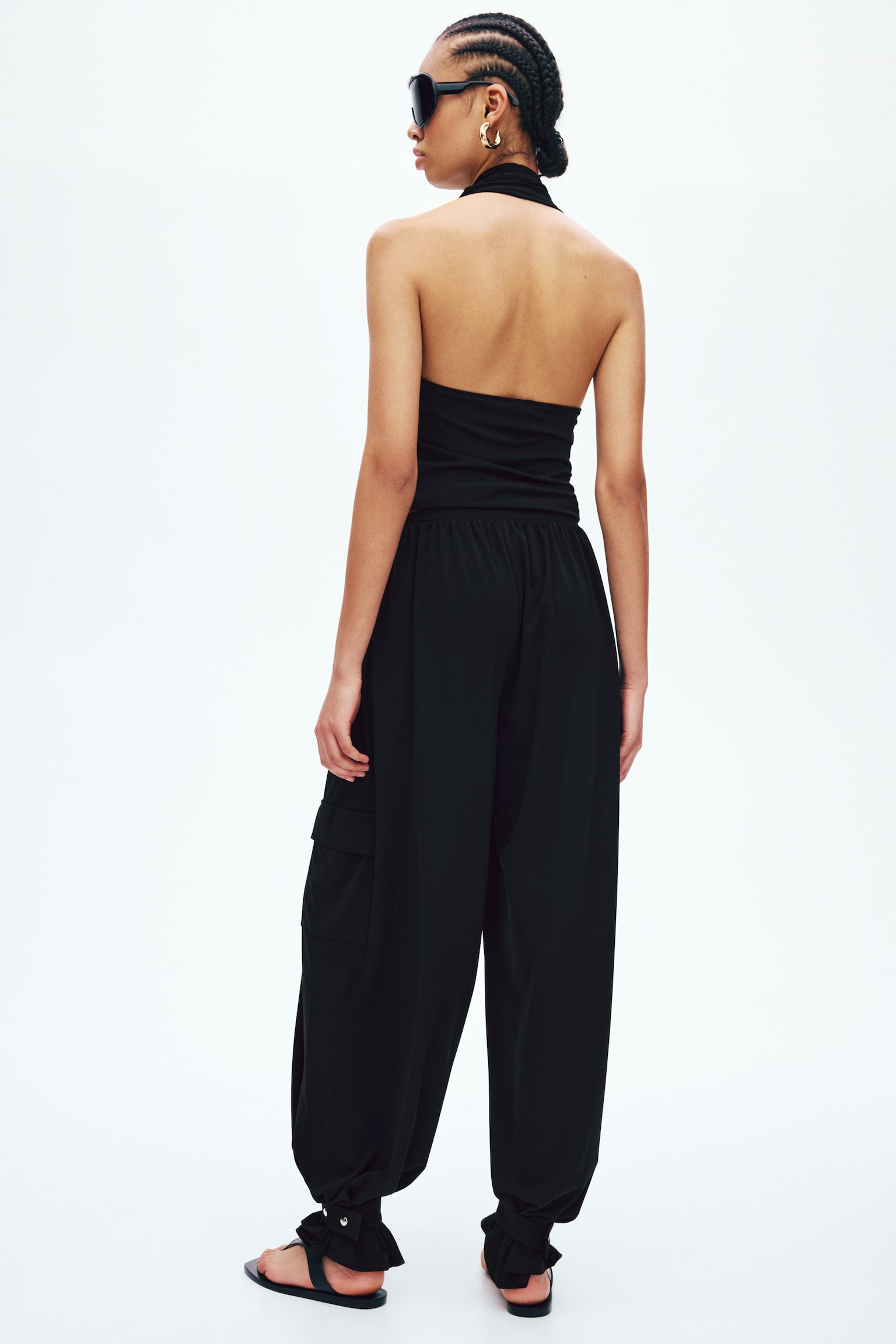 Balloon cargo trousers-Black - 7