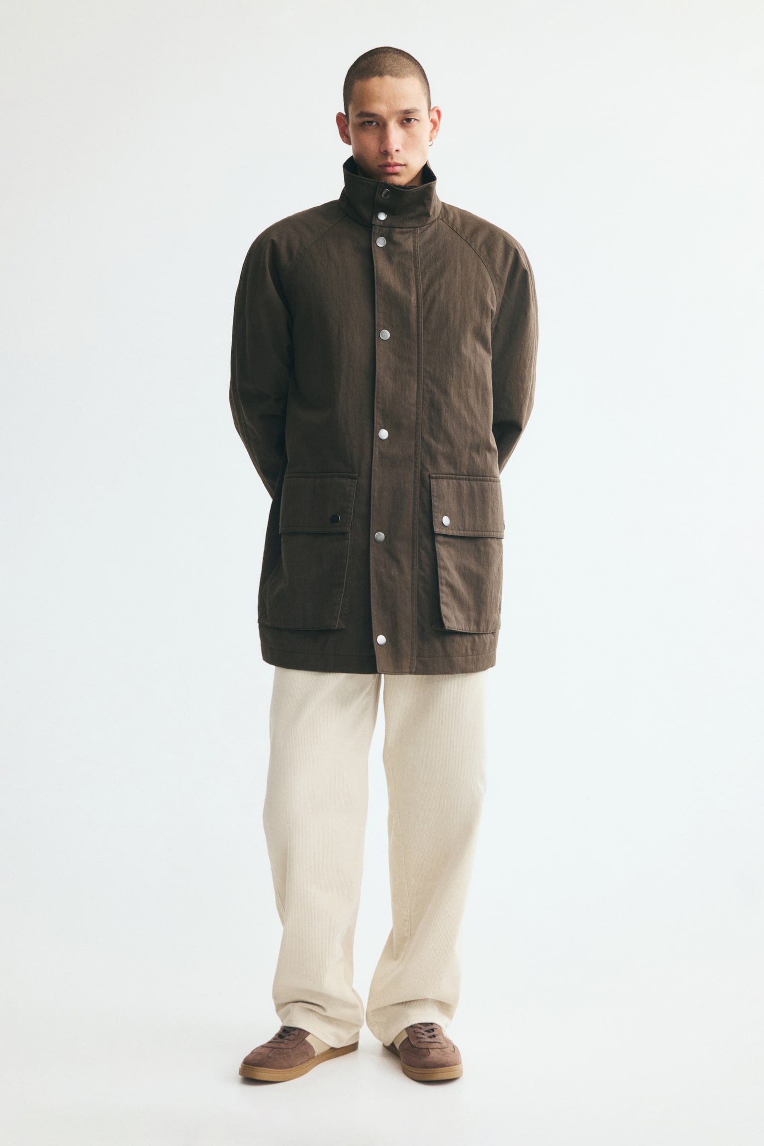 Мужская куртка H&M Twill, цвет: Тёмный хаки зелёный — фото 3
