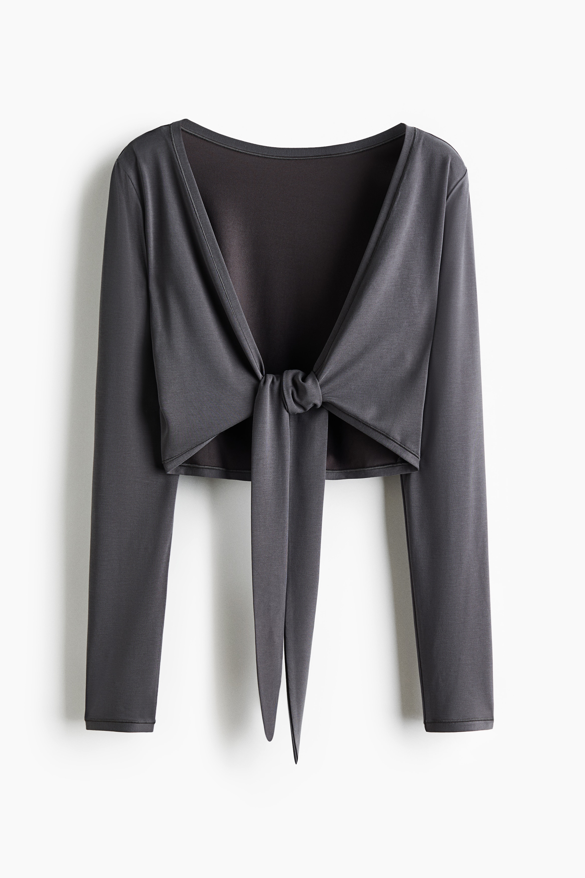 Top de yoga cropped con nudo decorativo SoftMove™ - Gris pizarra