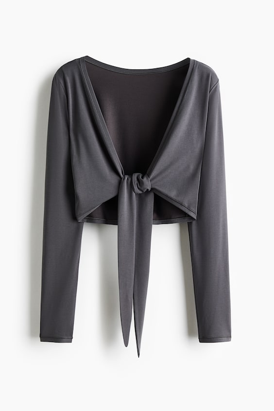Женские топы H&M Tie-Front Yoga Crop Top with SoftMove™