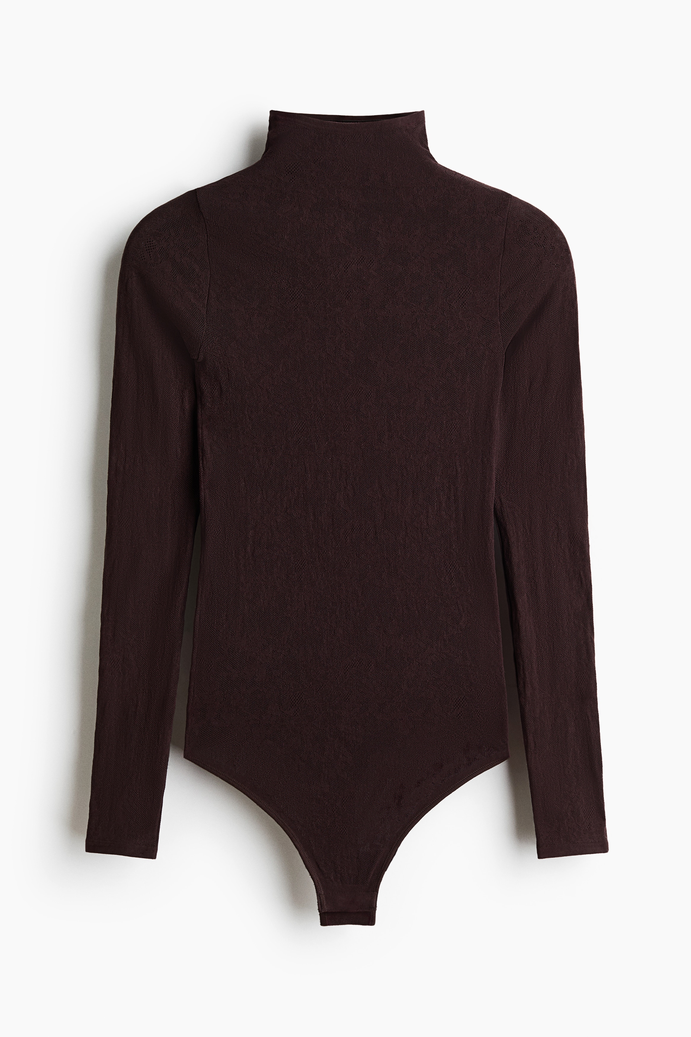 Seamless Lace Thong Bodysuit - Dark brown