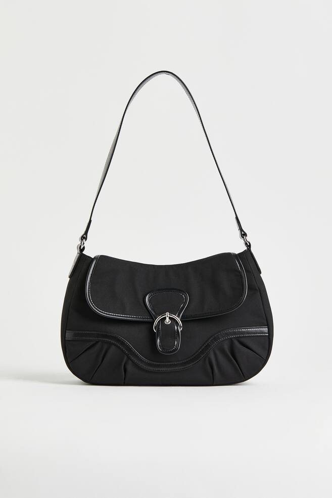 Small twill shoulder bag - Black/Light beige - 1