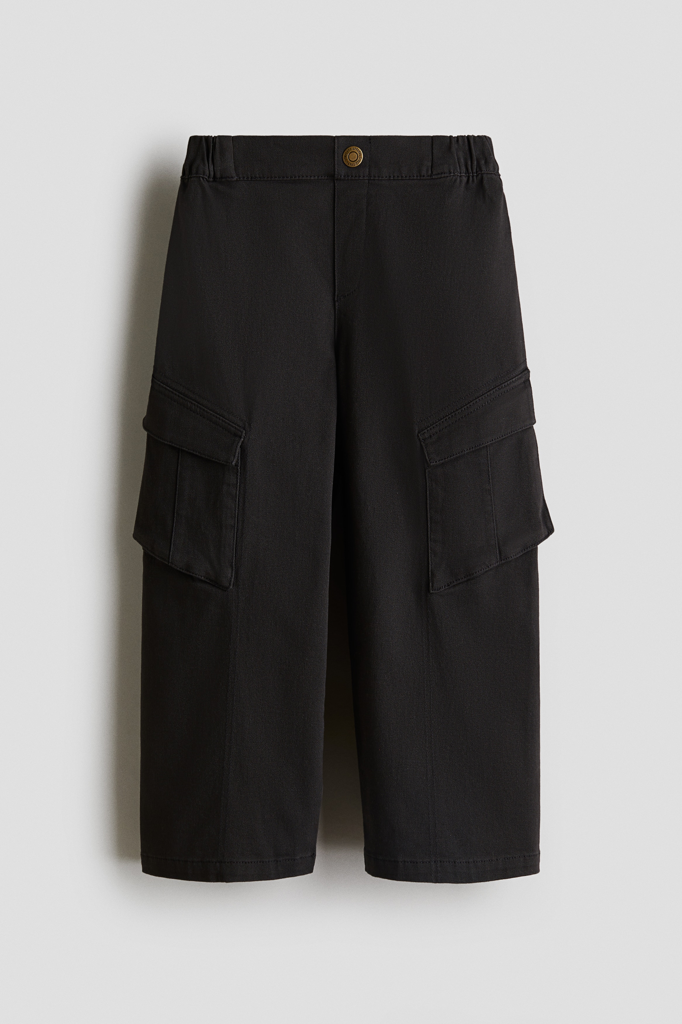 Cotton twill cargo trousers - Black/Light beige