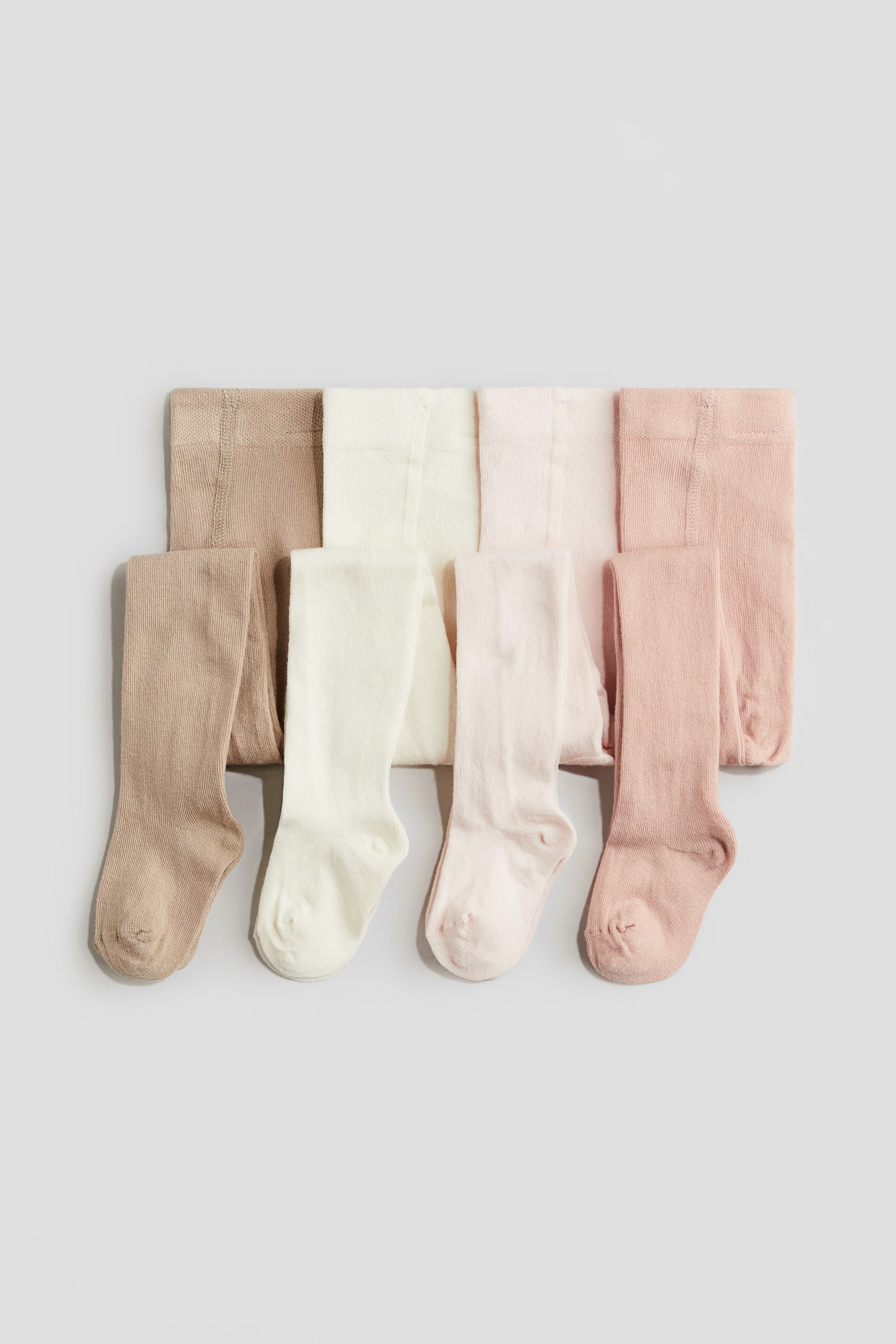 4-pack fine-knit tights - Pink/Beige/White/Dark brown/Beige/Pink/Purple/Beige/Brown/Black/Grey marl/White/Pink/Light pink - 1