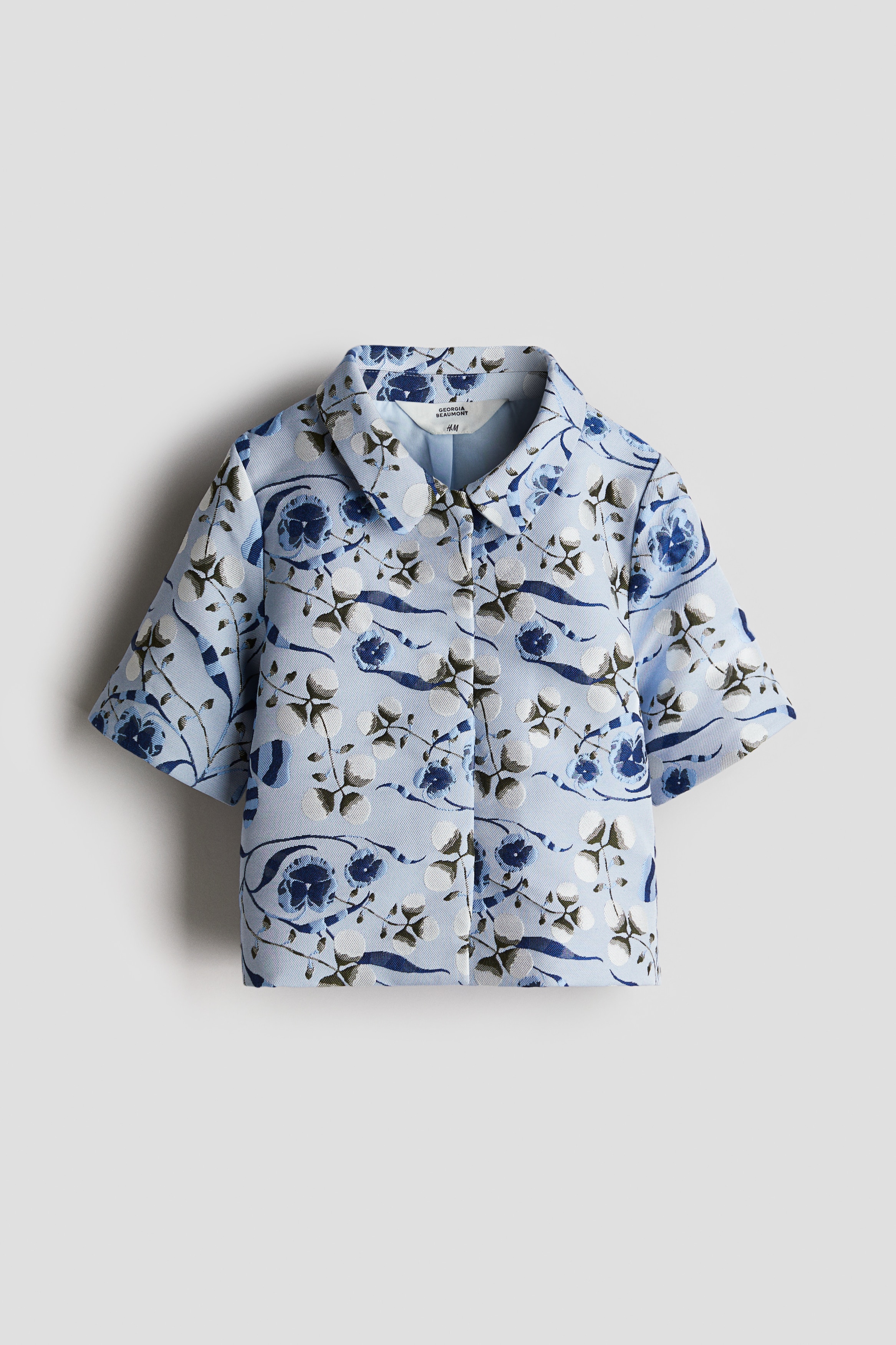 Blazer en tejido jacquard - Azul/Floreado