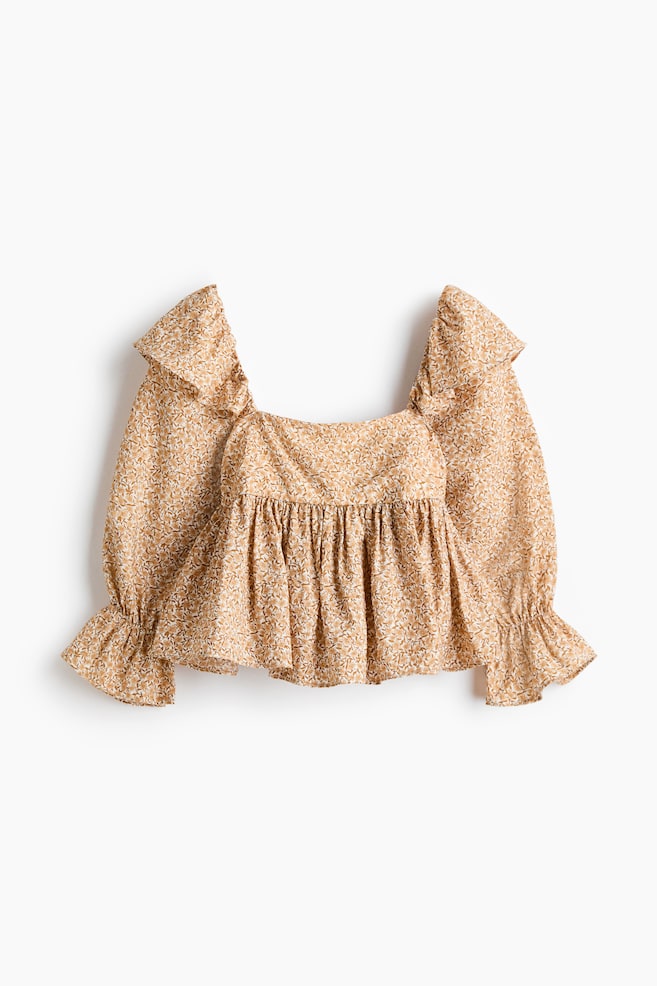 Blouse volantée - Beige/fleuri - 1