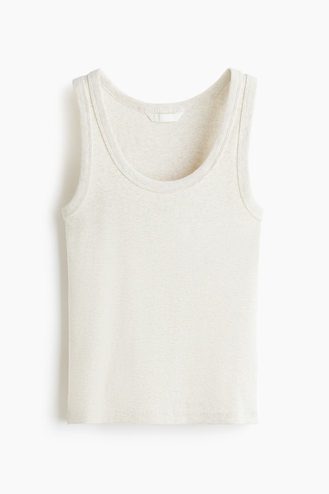 Ribbed vest top - Light beige marl/White/Black/Dark brown/Light dusty pink/Grey marl/Golden olive/Dark khaki green/Old rose/Dark brown/White - 1