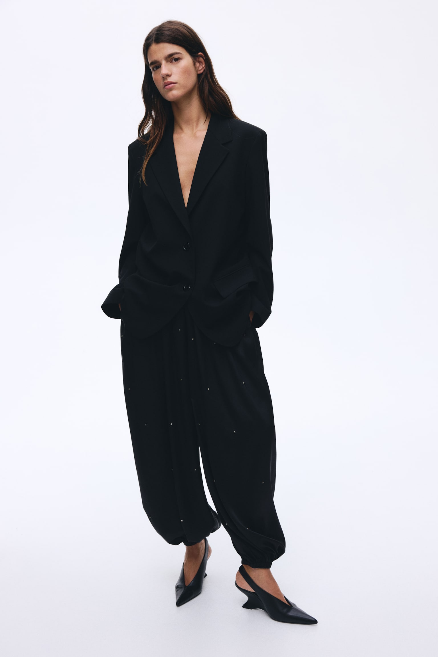 Pantalon ornementé à jambes ballon - Noir - 5