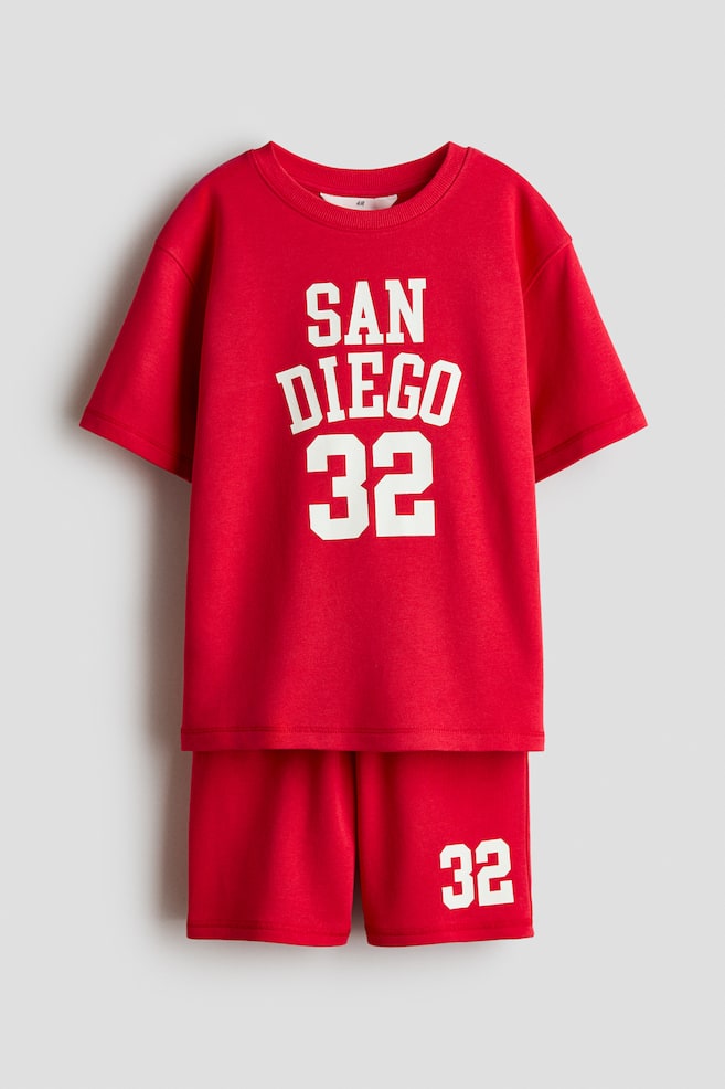 Conjunto estampado de 2 piezas en tejido sudadera - Rojo/San Diego - 1